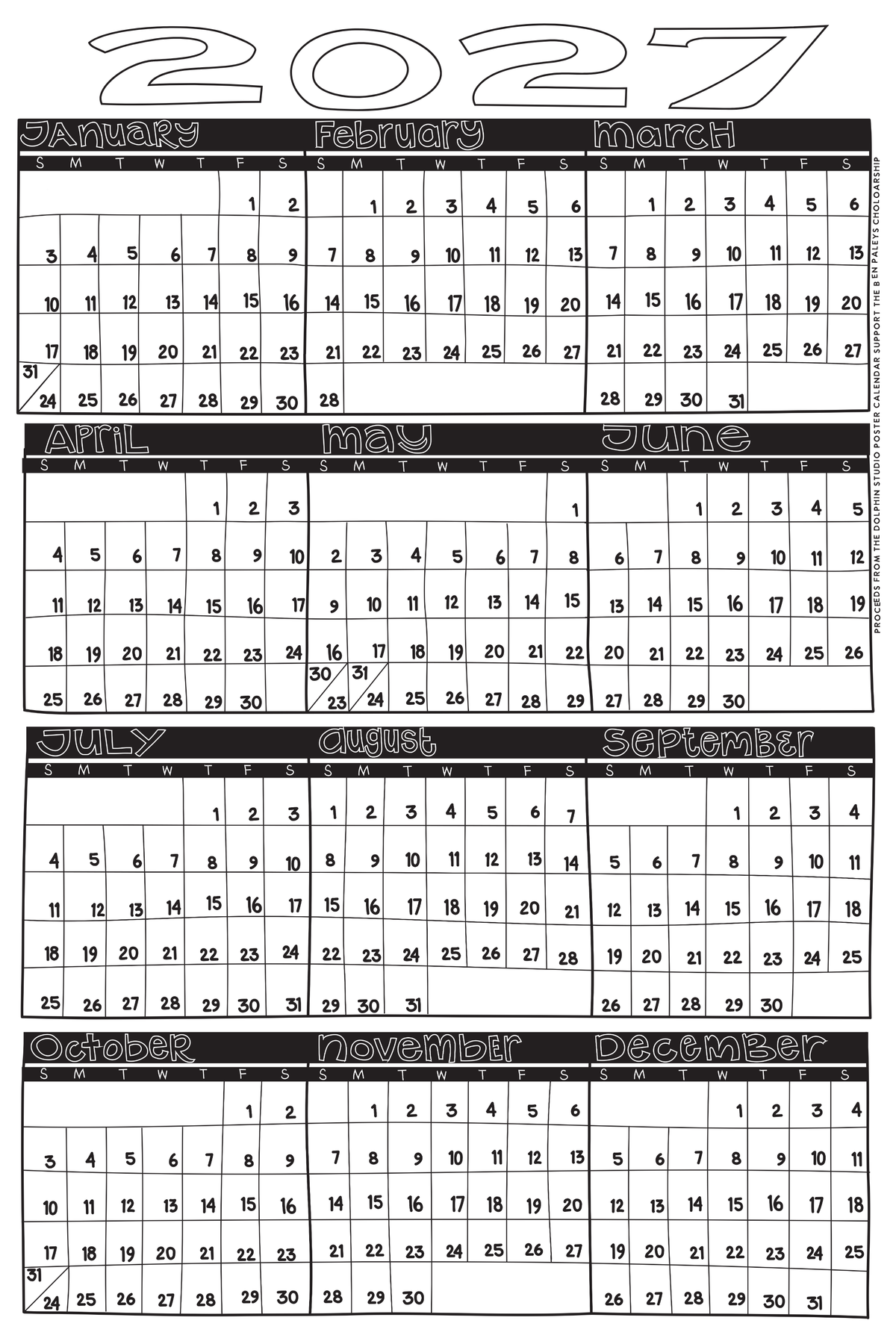 PRE-ORDER 2027 Dolphin Studio Poster Calendar