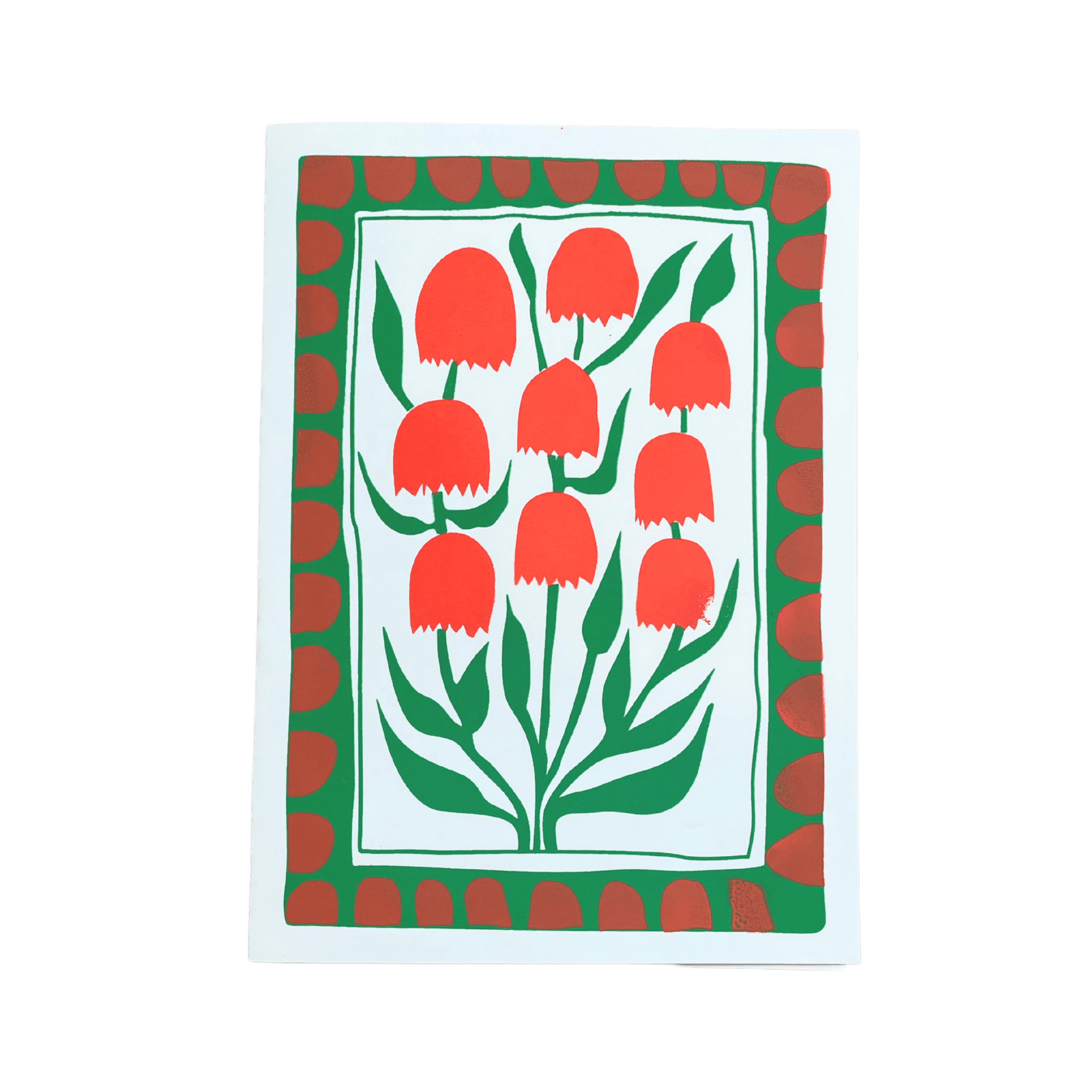 Orange and Green Flower Card (Single) - The Dolphin Studio