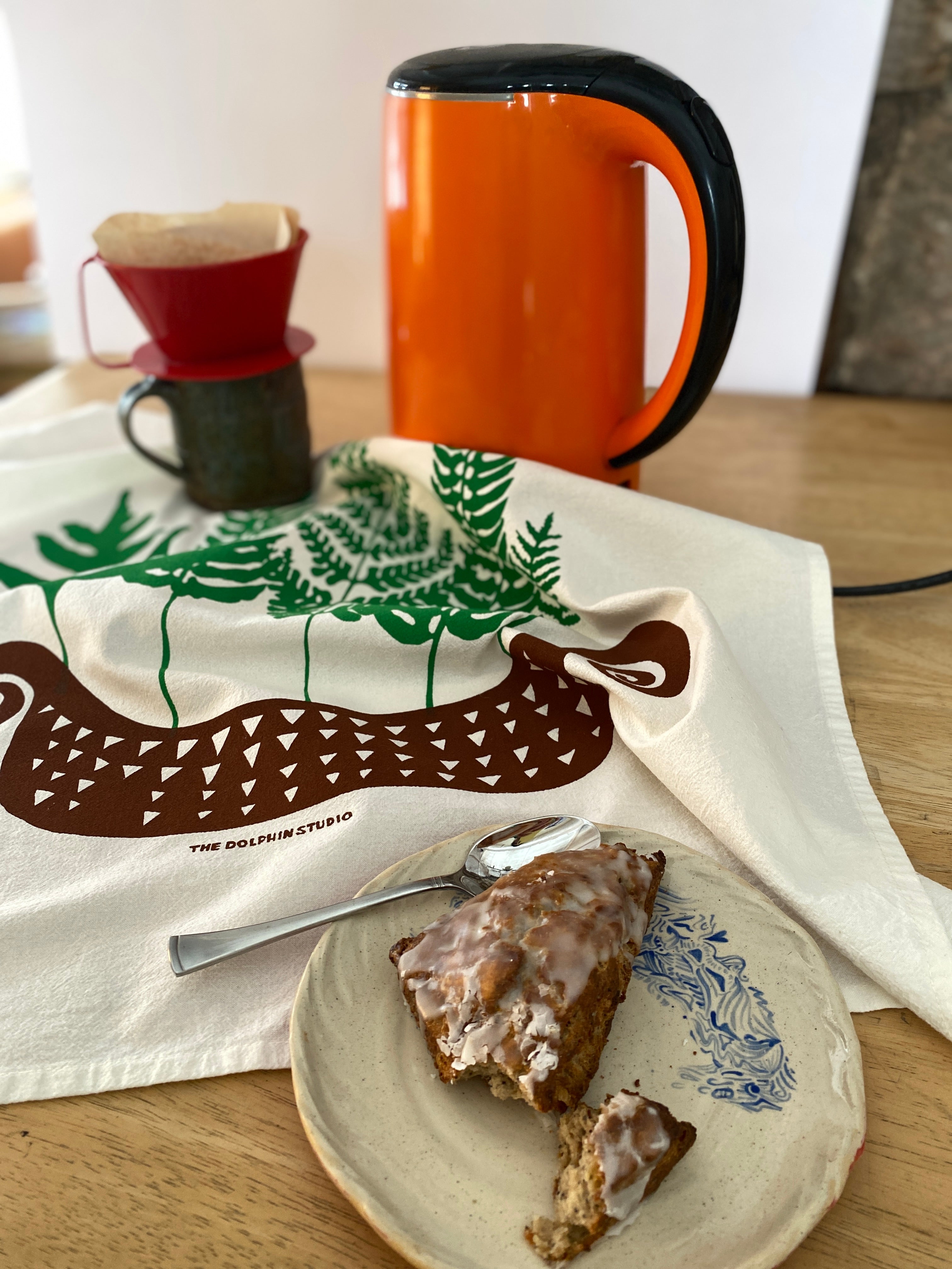 Ferns in a Boat ~ Flour Sack Tea Towel
