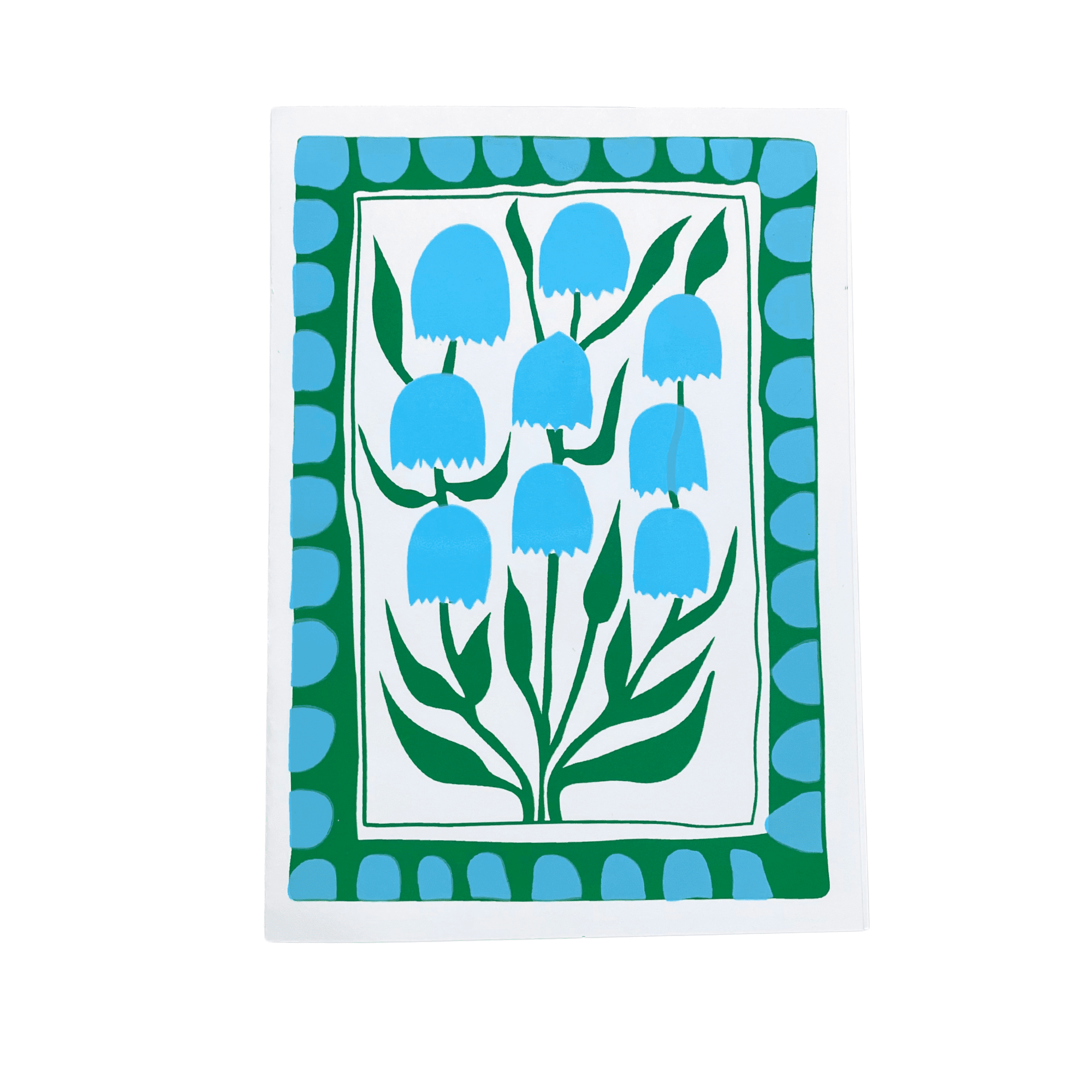 Blue and Green Flower Card (Single) - The Dolphin Studio