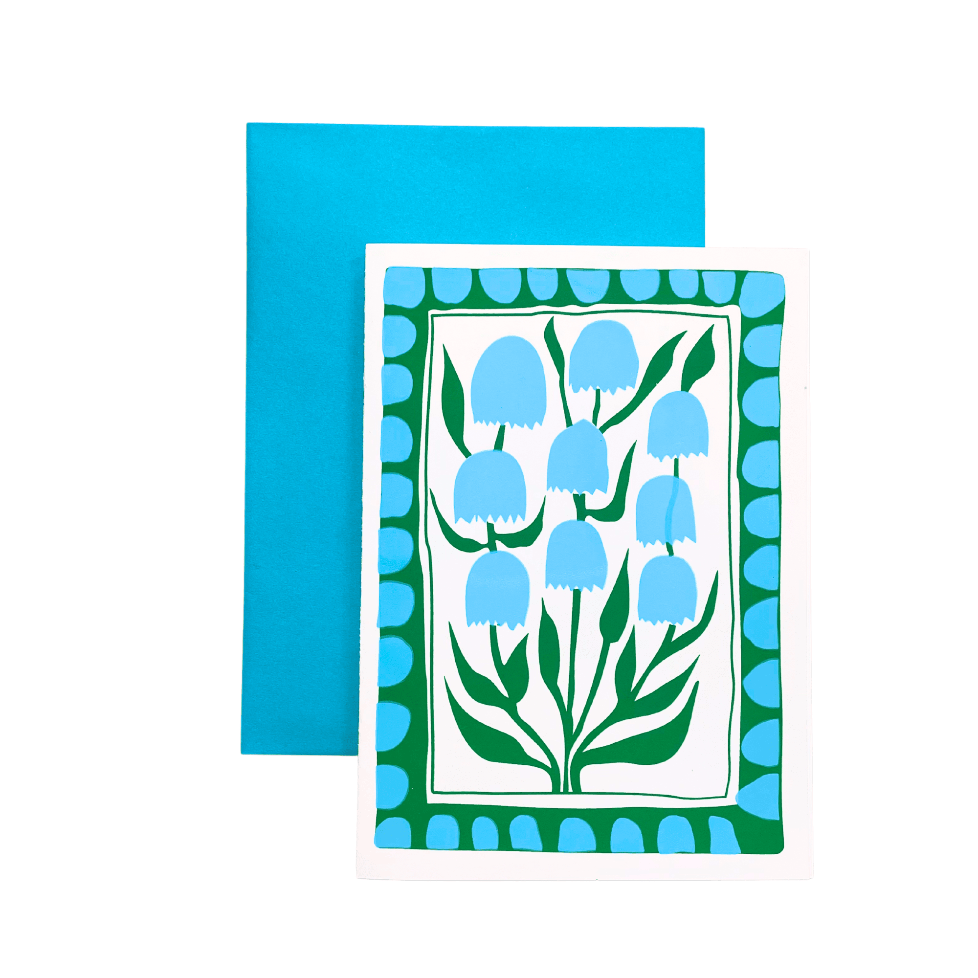 Blue and Green Flower Card (Single) - The Dolphin Studio