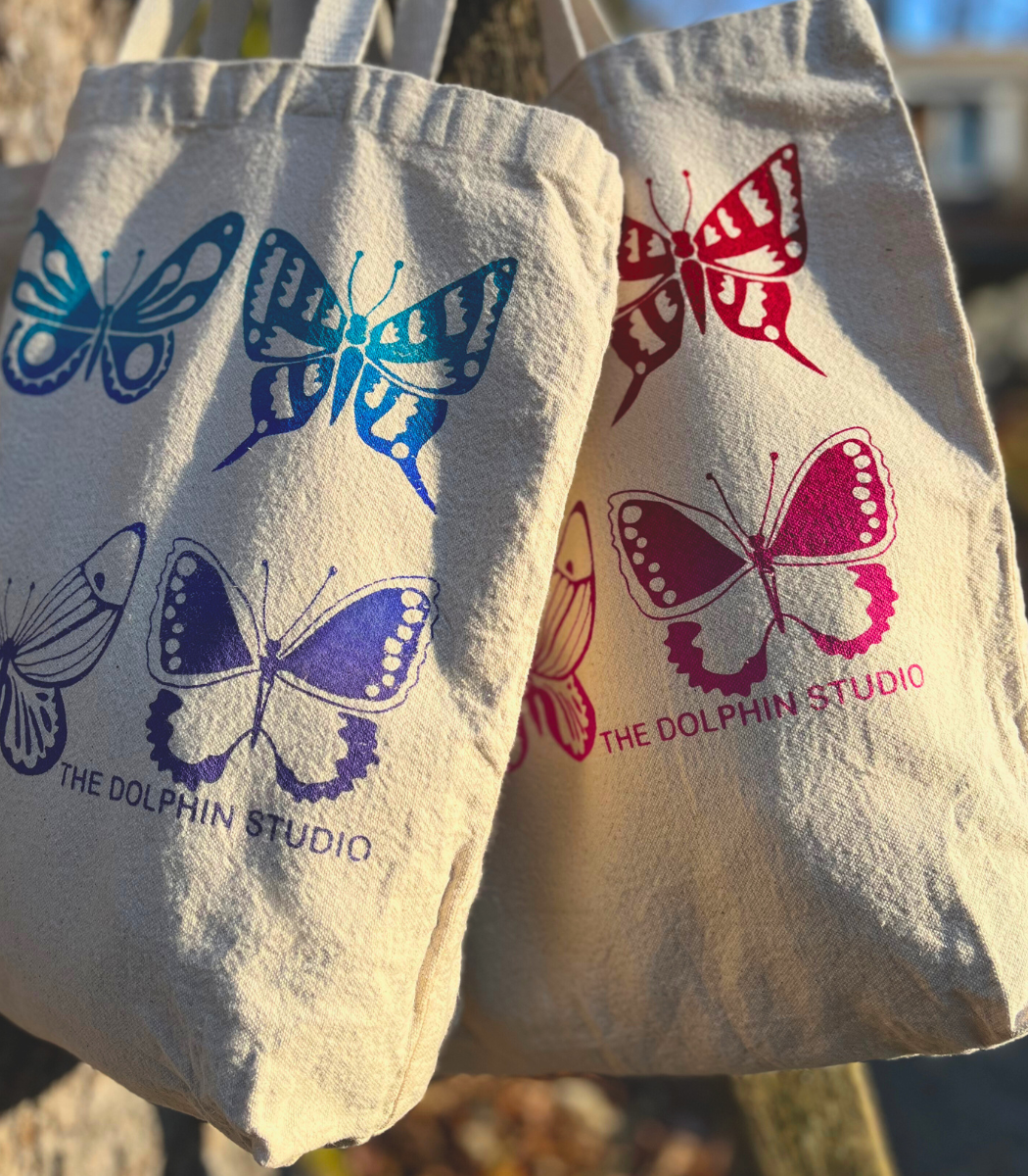 SALE - Large Tote Bag with Butterflies (seconds)