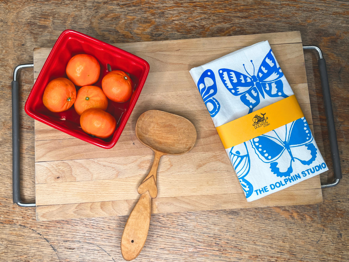 Tea Towel/Kitchen Towel/Dishcloth - Blue Butterflies
