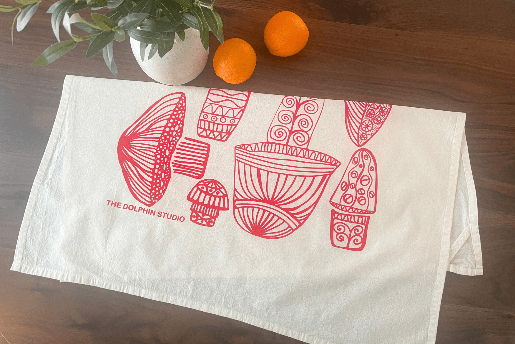 Tea Towel/Kitchen Towel/Dishcloth - Wild Mushrooms - The Dolphin Studio