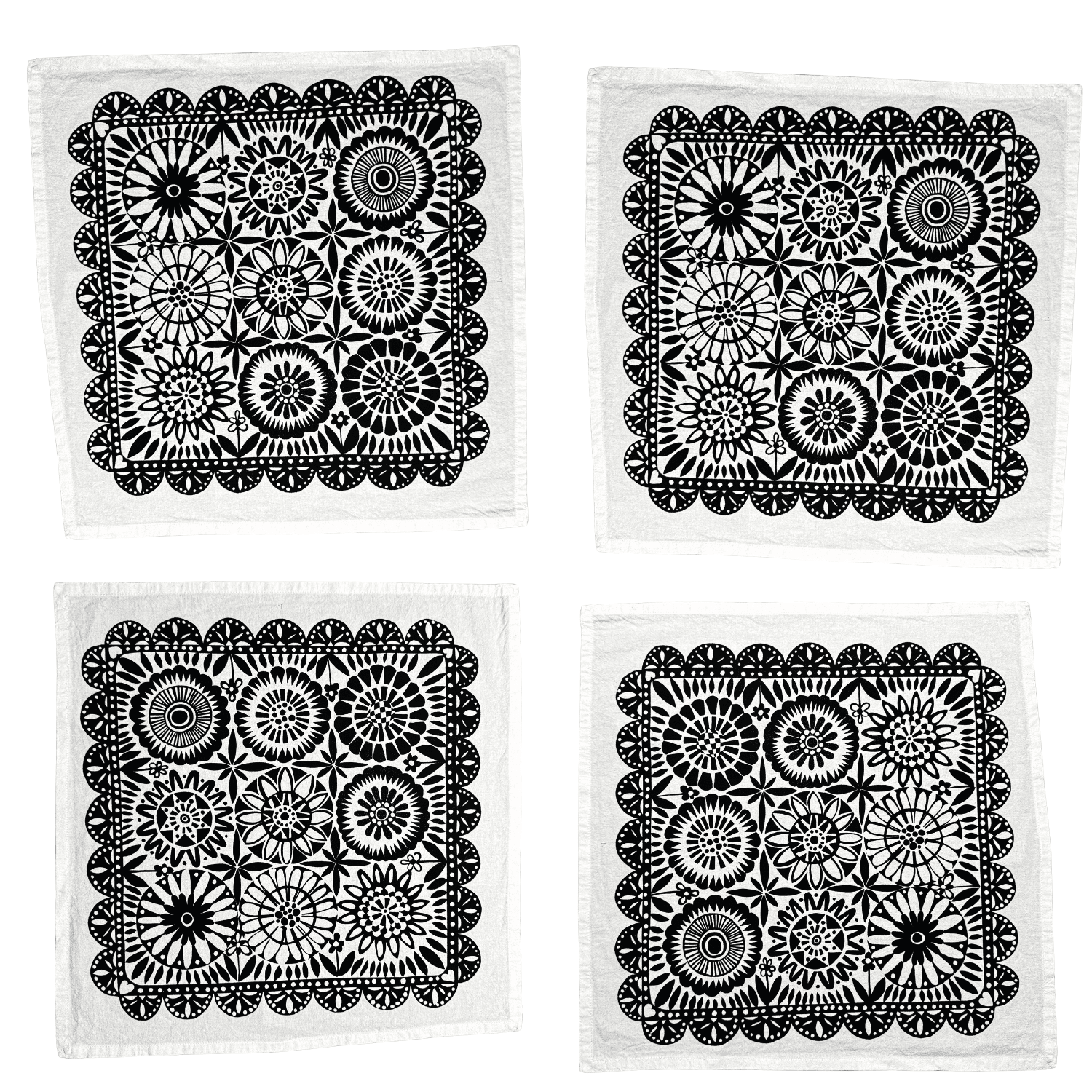 Jardín de Flores - Napkins - Set of 4 - black - The Dolphin Studio