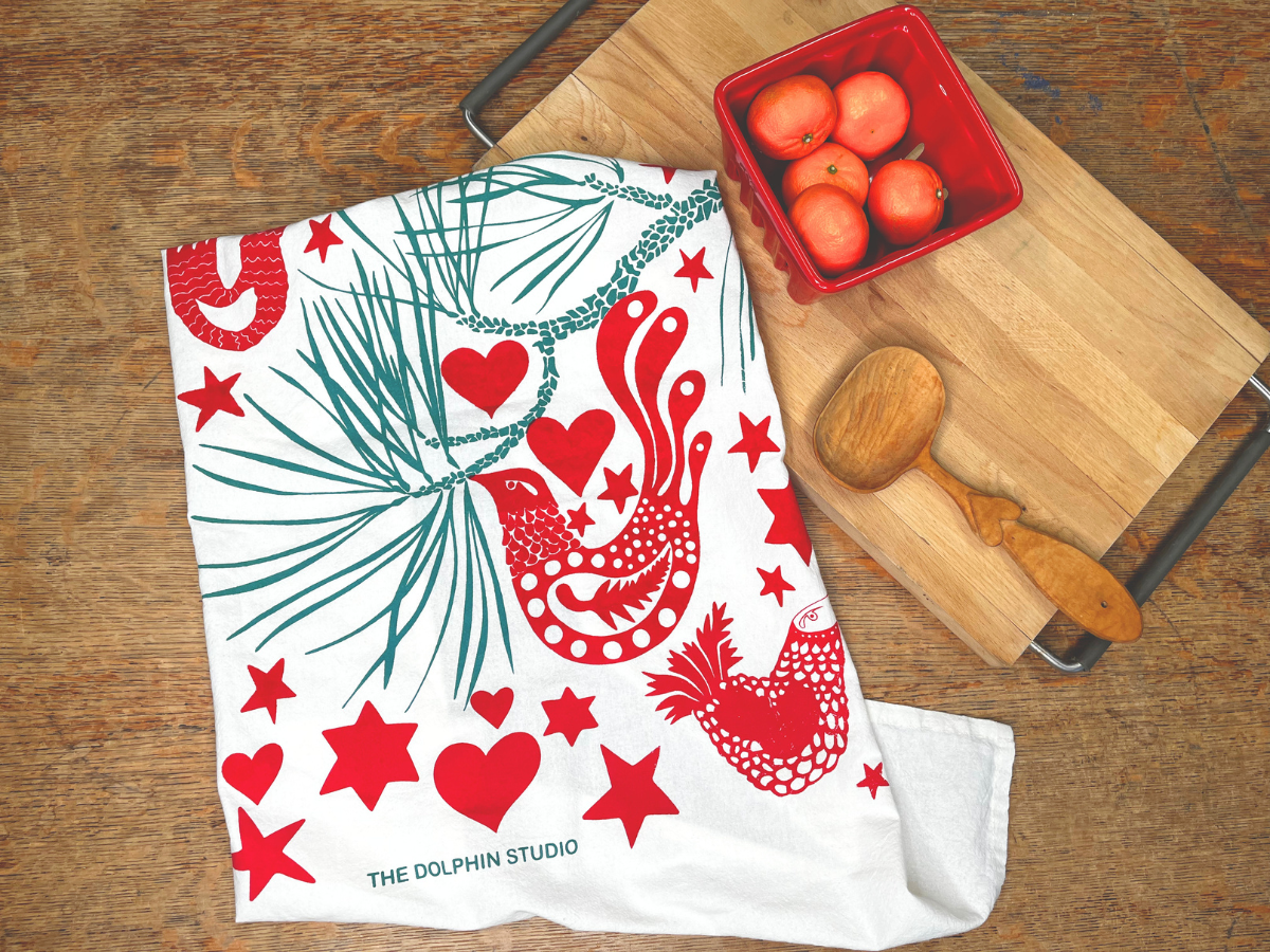 SALE - Holiday Doves Flour Sack Kitchen Towel (Single)