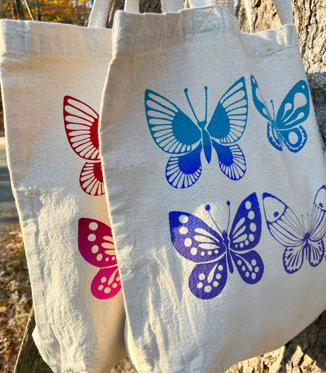 SALE - Large Tote Bag with Butterflies (seconds)