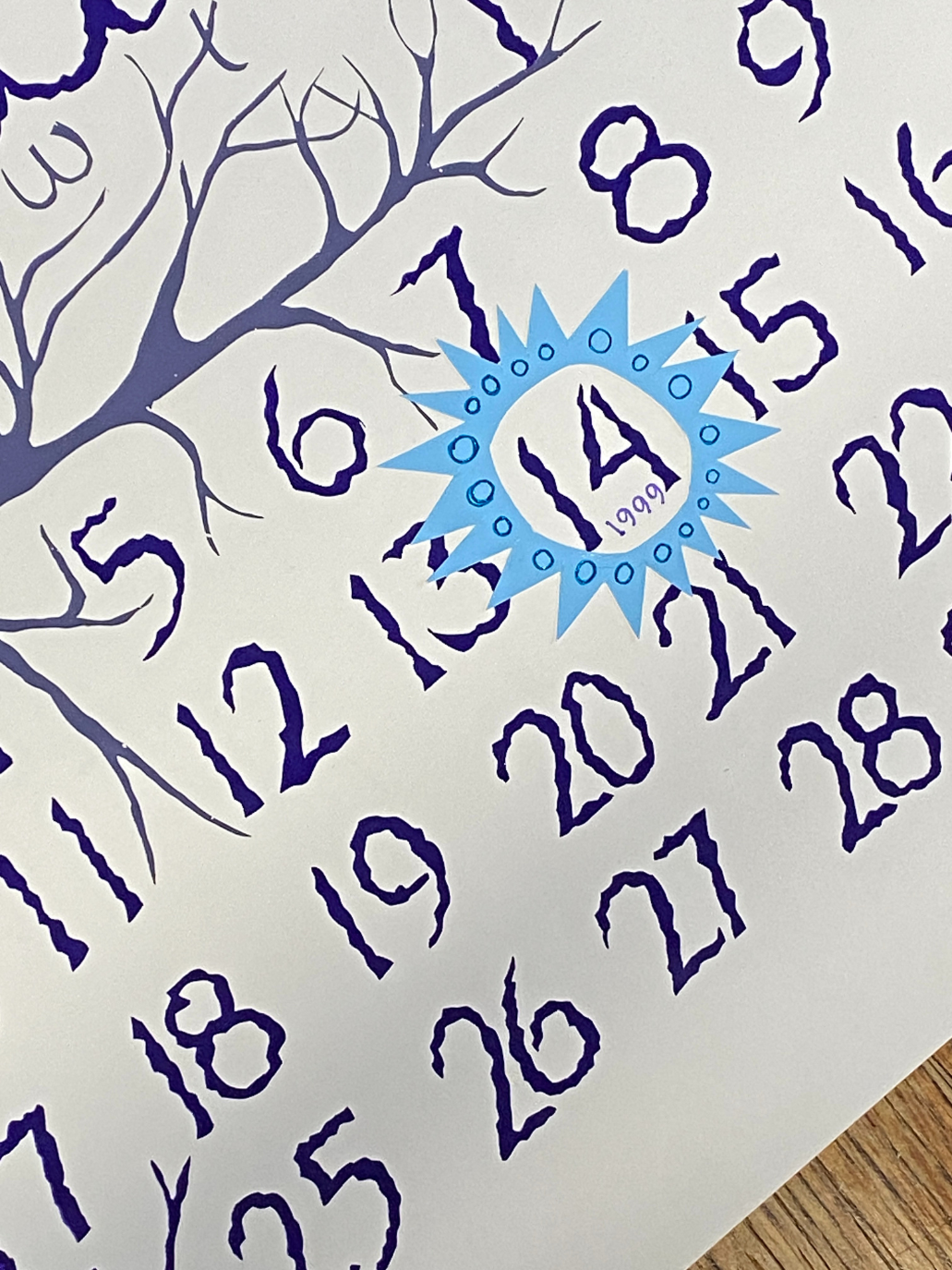 Hand Embellished Date for Dolphin Studio Archive Prints