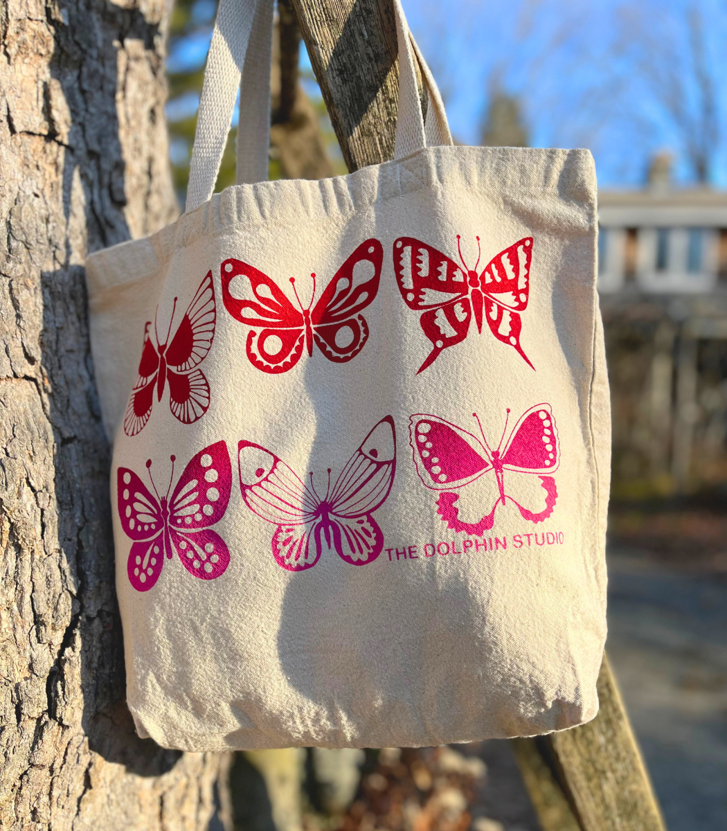 SALE - Large Tote Bag with Butterflies (seconds)