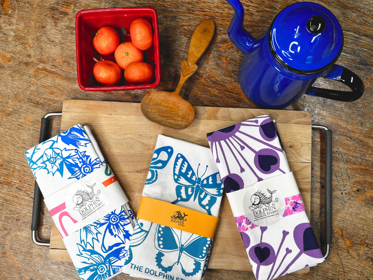 Tea Towel/Kitchen Towel/Dishcloth - Blue Butterflies
