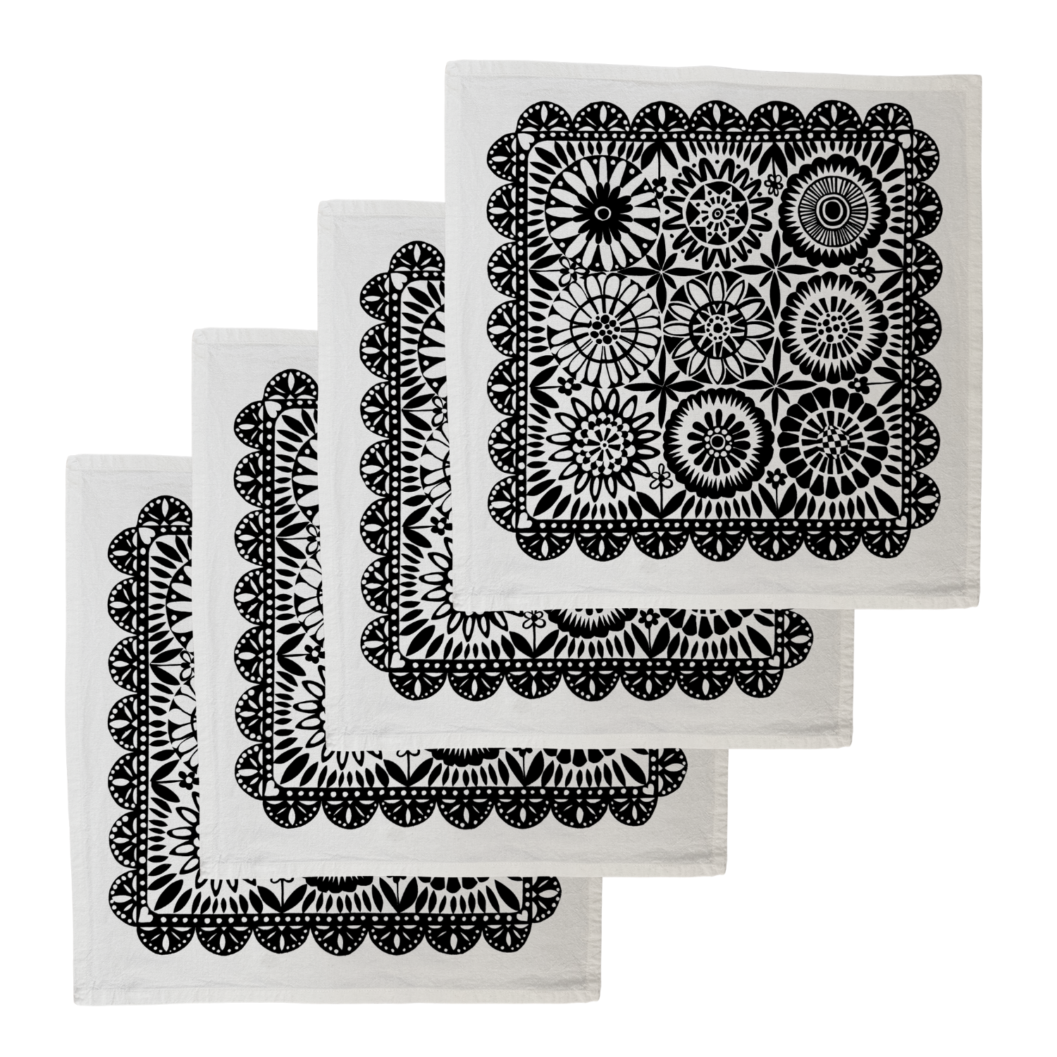 Jardín de Flores - Napkins - Set of 4 - black