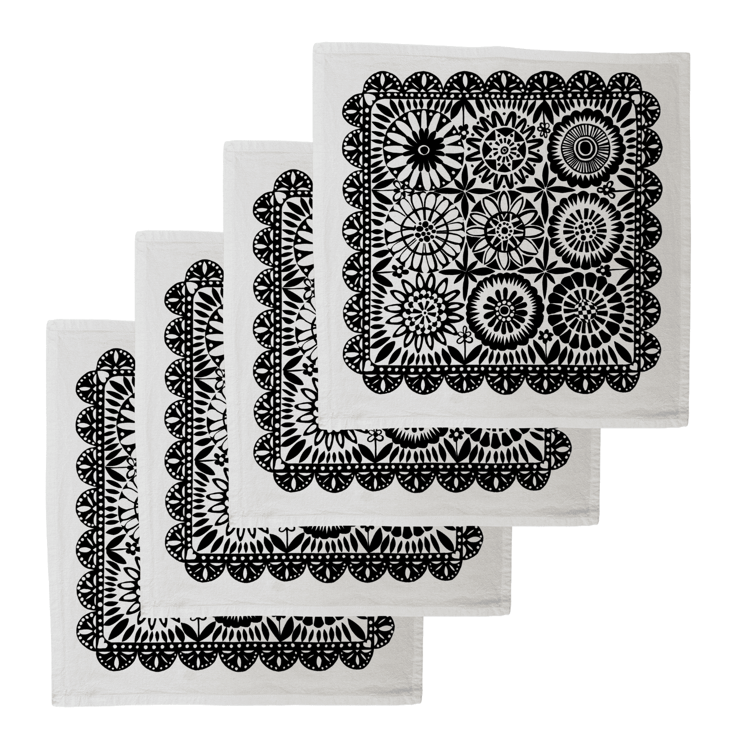 Jardín de Flores - Napkins - Set of 4 - black - The Dolphin Studio