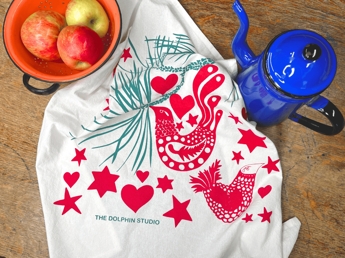 Holiday Doves Kitchen Towel (Single) - The Dolphin Studio