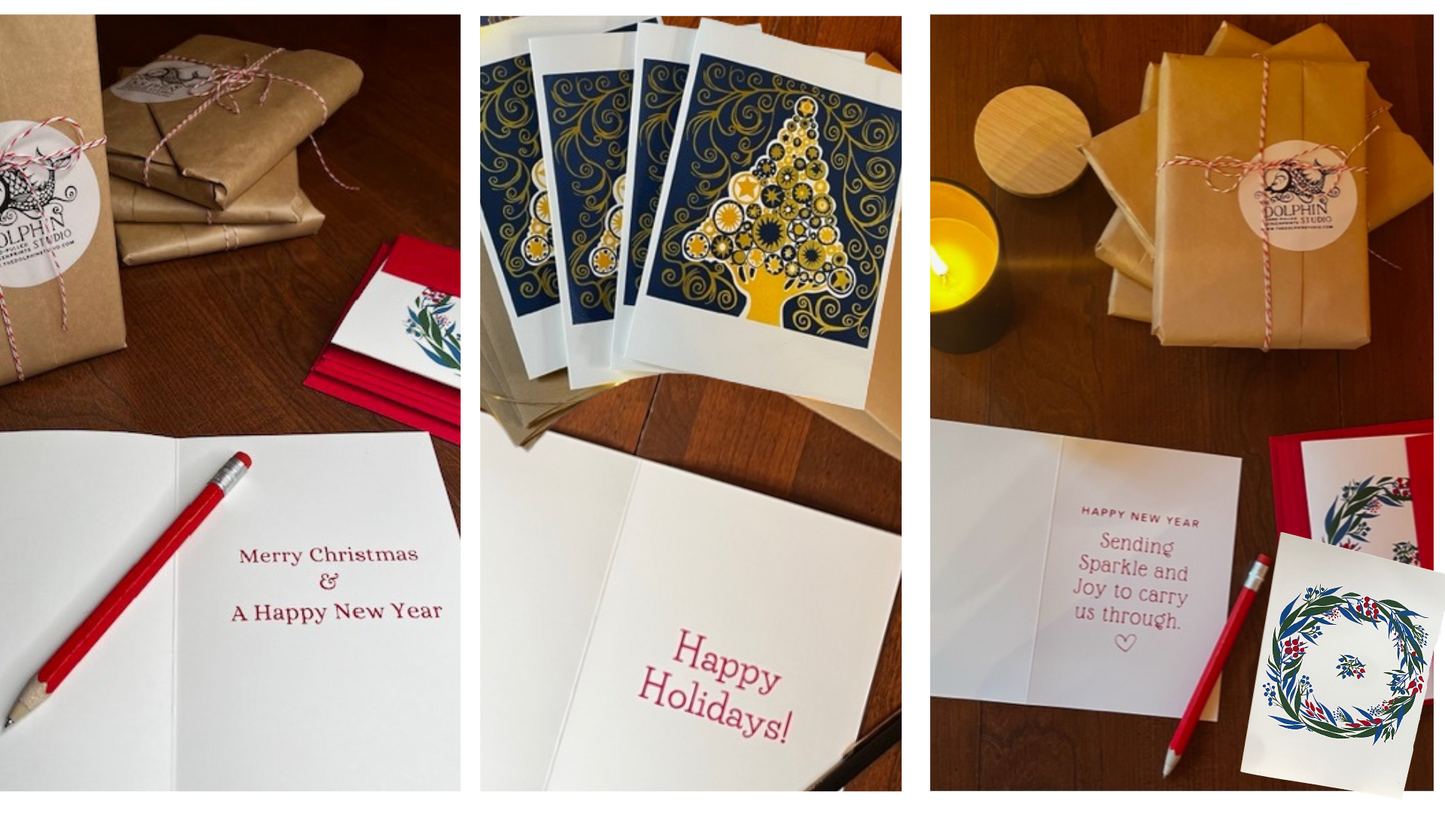 Tree Cards - With Hand Printed Message or Blank (Pack of 10)