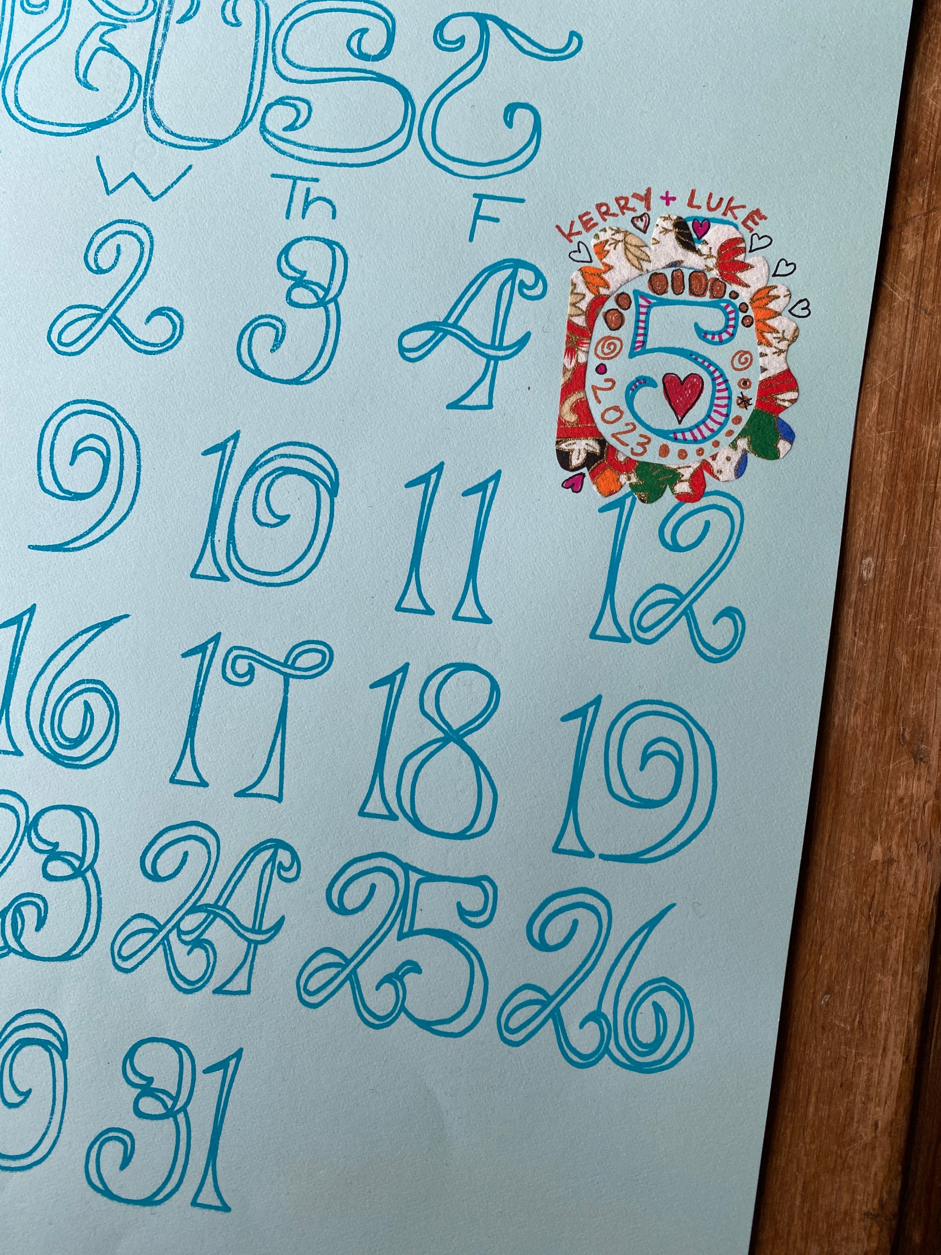 Hand Embellished Date for Dolphin Studio Archive Prints