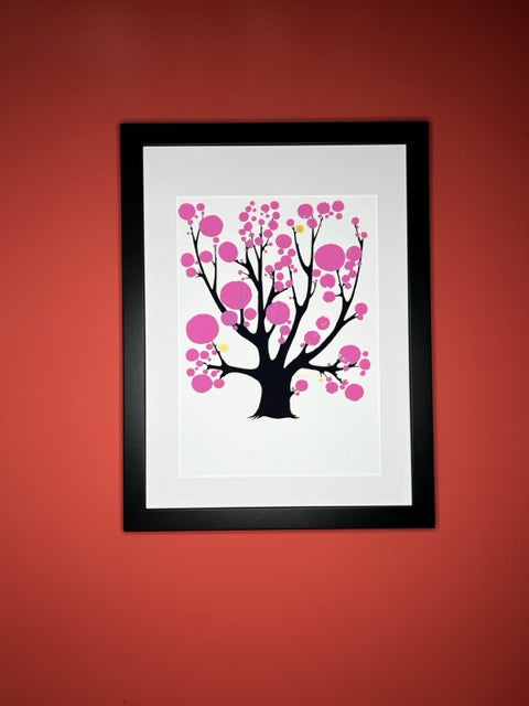 Tree with Pink Circles - John ffrench Artwork Print 13” x 19”