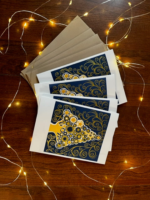 Tree Cards - With Hand Printed Message or Blank (Pack of 10)