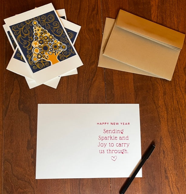 Tree Cards - With Hand Printed Message or Blank (Pack of 10)