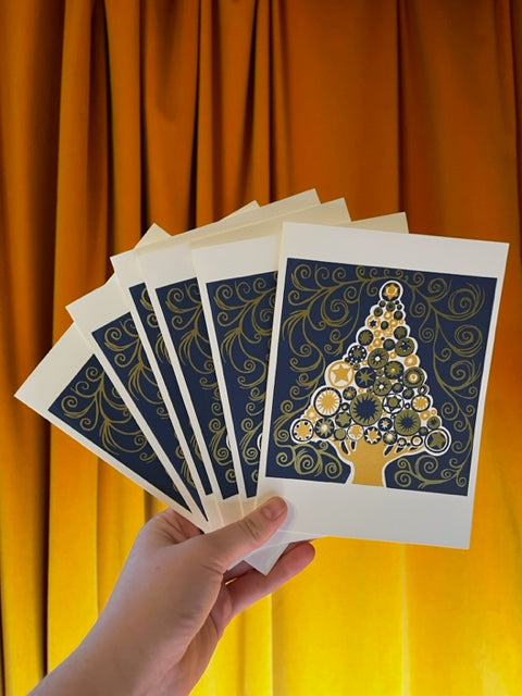 Tree Cards - With Hand Printed Message or Blank (Pack of 10)
