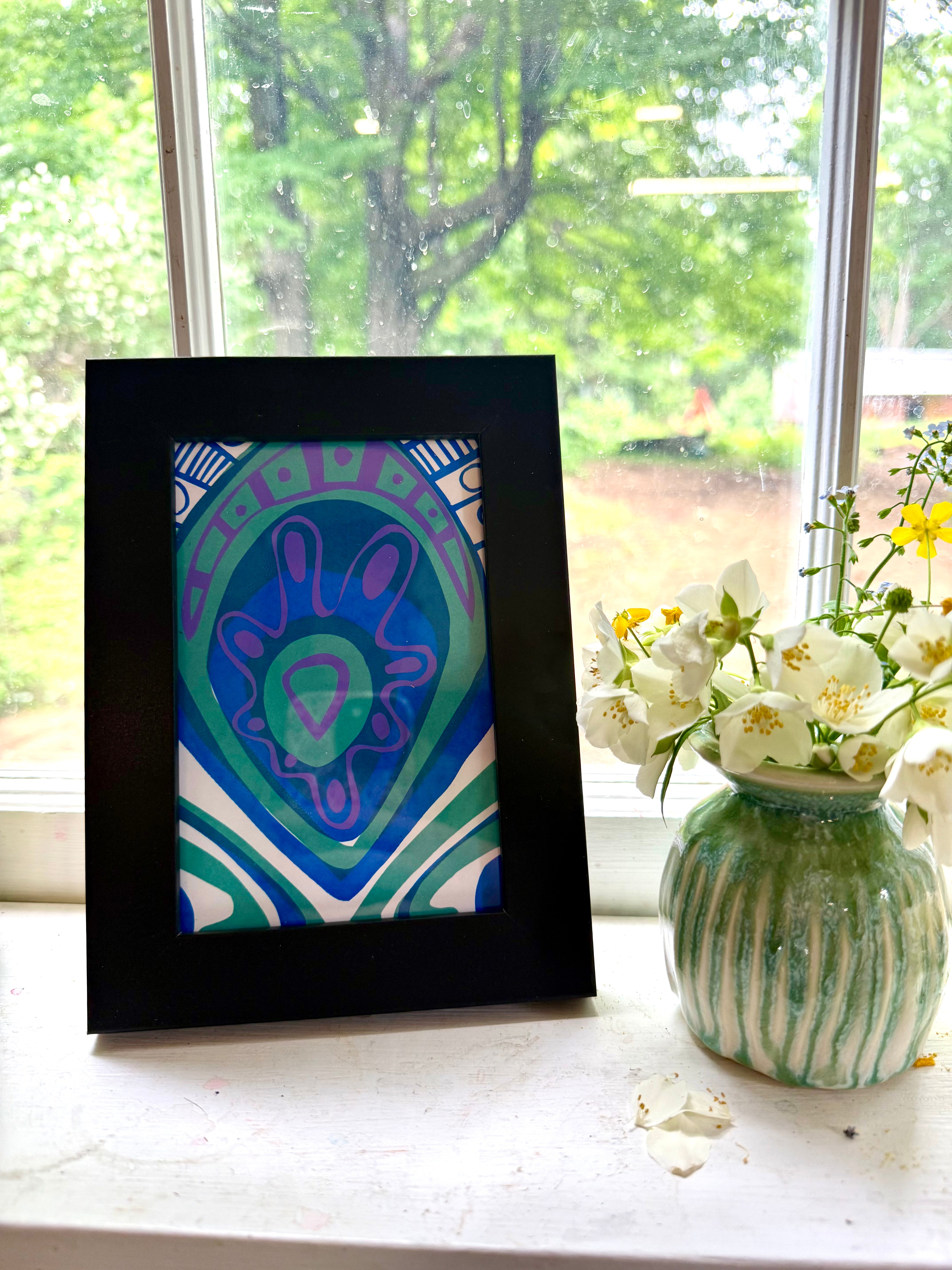 One-of-a-Kind Framed Peacock Print
