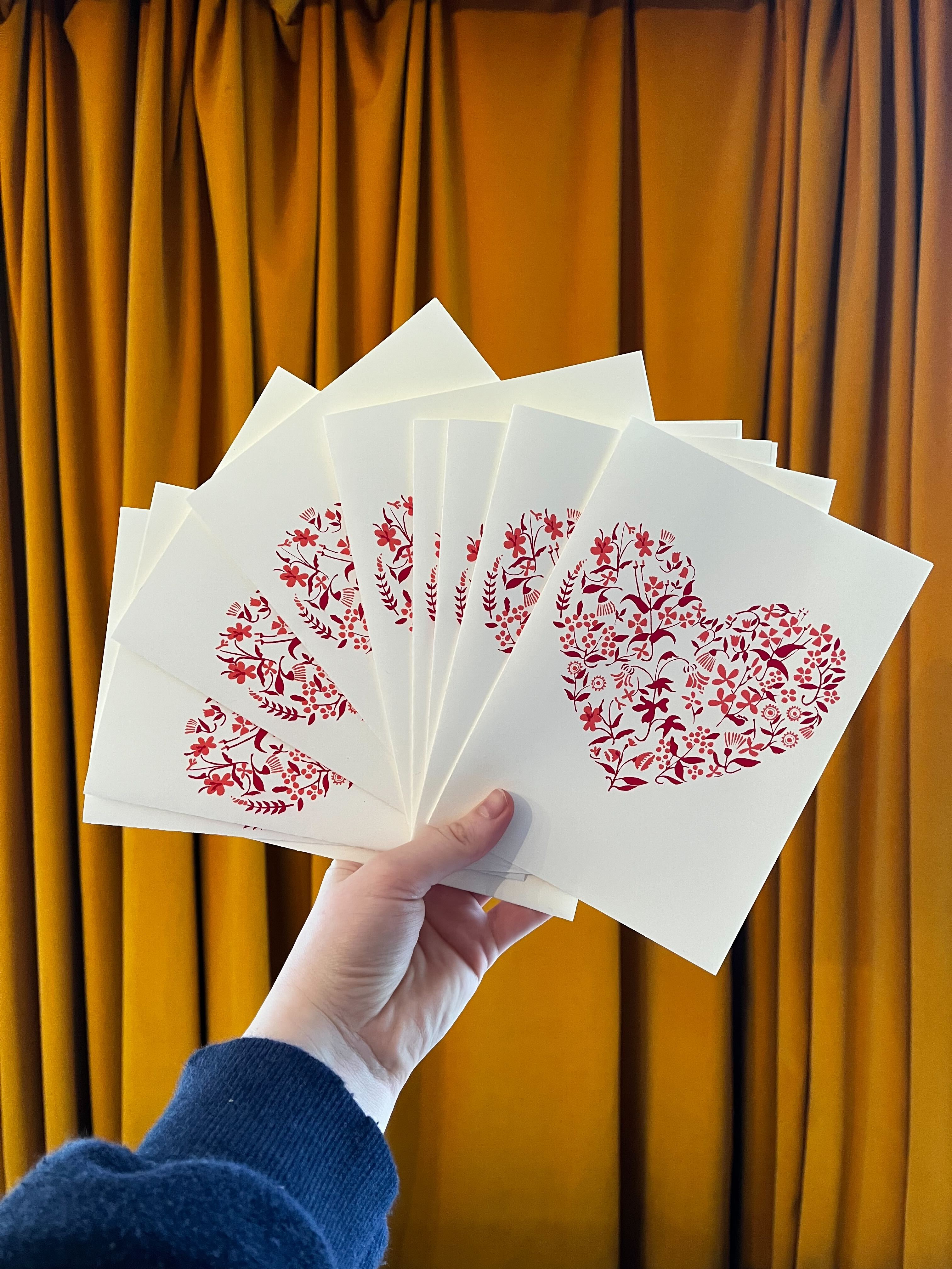 Greeting Cards - FLORAL HEARTS (Pack of 10)