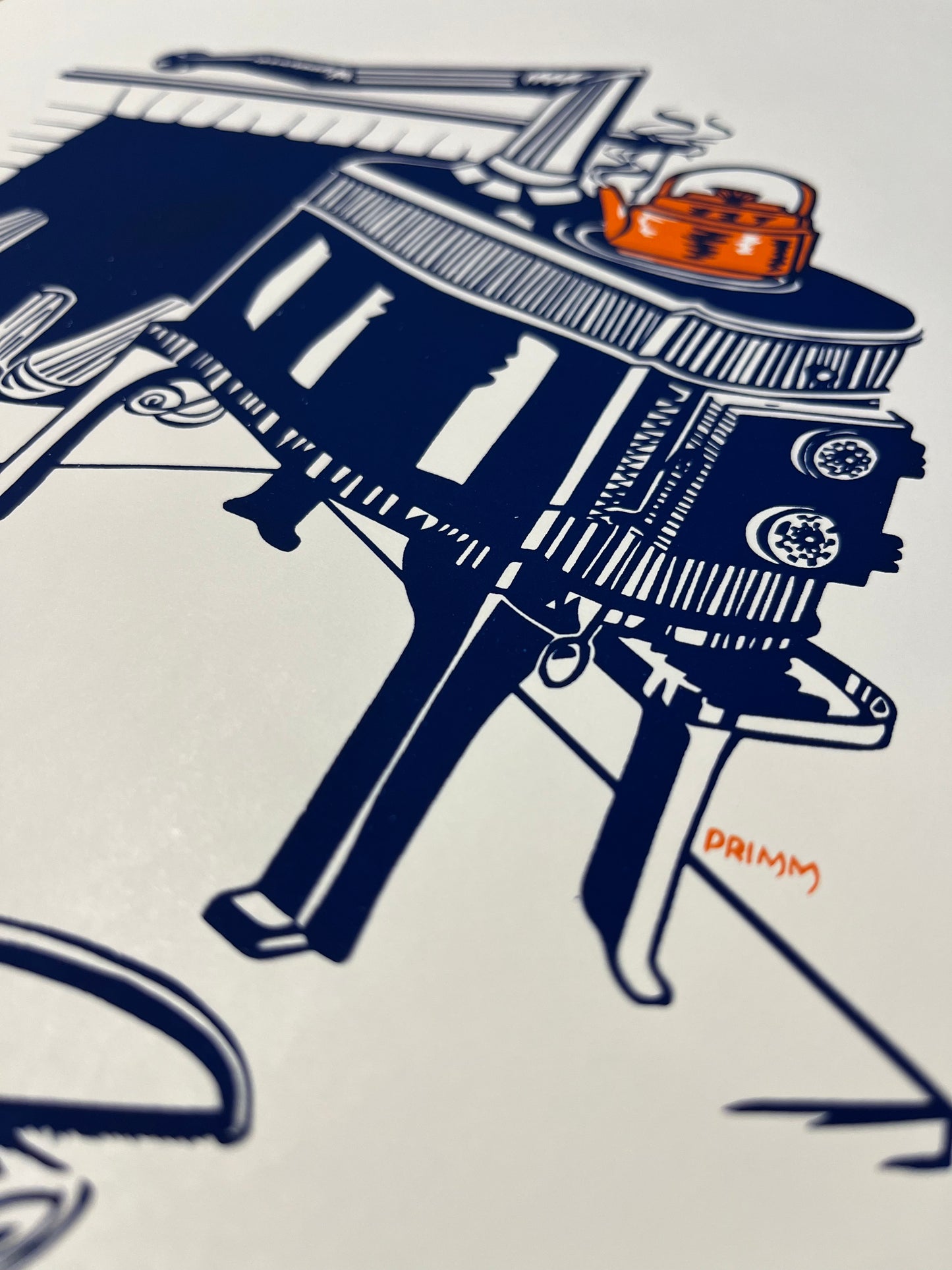 KETTLE ON WOOD STOVE - PRIMM FFRENCH ARTWORK PRINT 13” X 19”