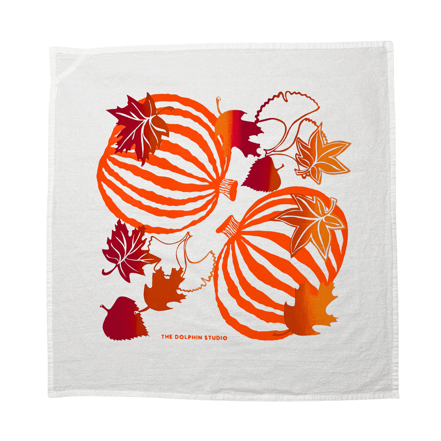 Tea Towel/Kitchen Towel/Dishcloth - Pumpkins and Leaves - The Dolphin Studio