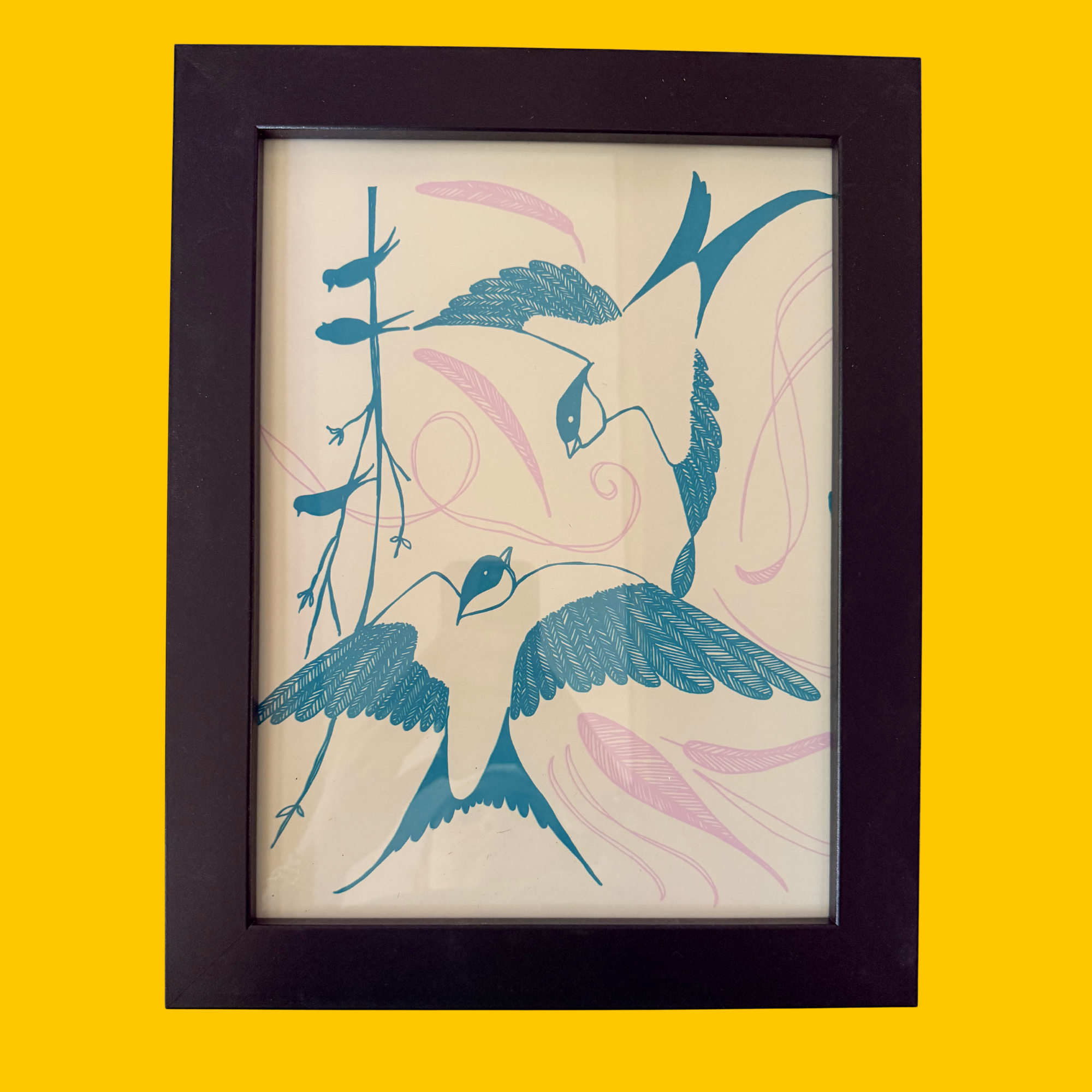 SALE - Framed Print - Blue Birds