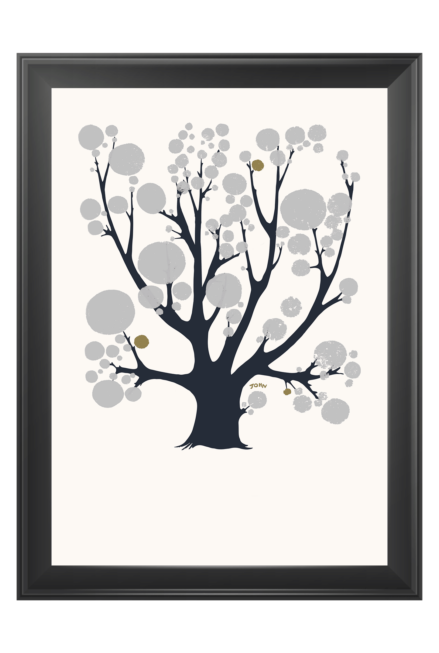 Tree with Silver Circles - John ffrench Artwork Print 13” x 19”