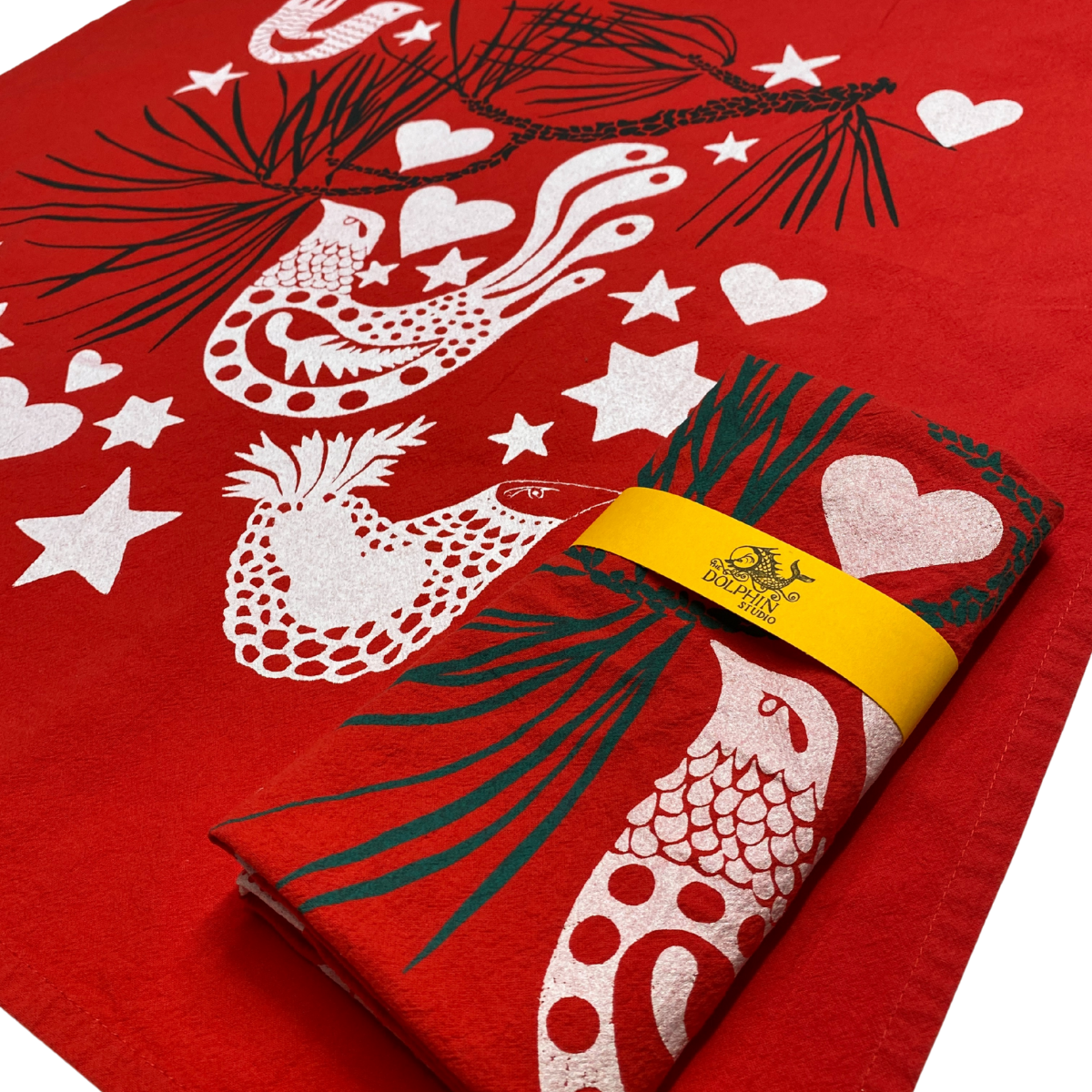 SALE - Holiday Doves Flour Sack Kitchen Towel RED (Single)