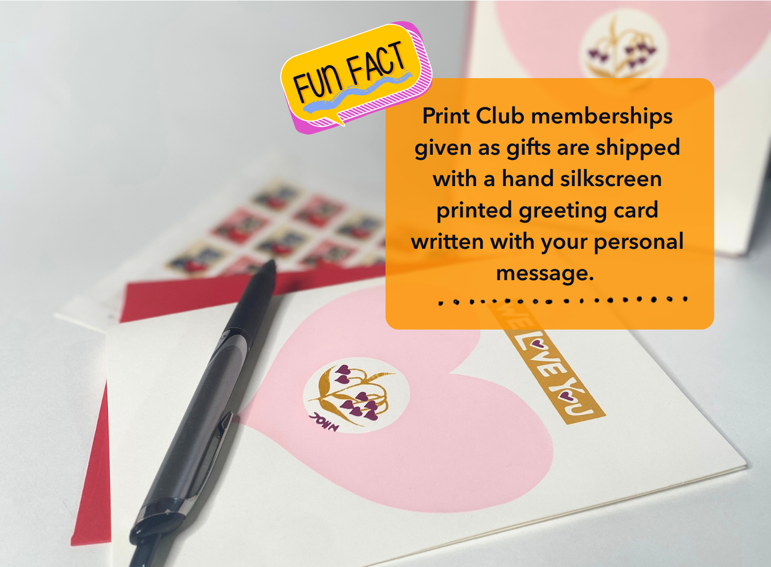 Dolphin Studio greeting card with envelope stamps and pen