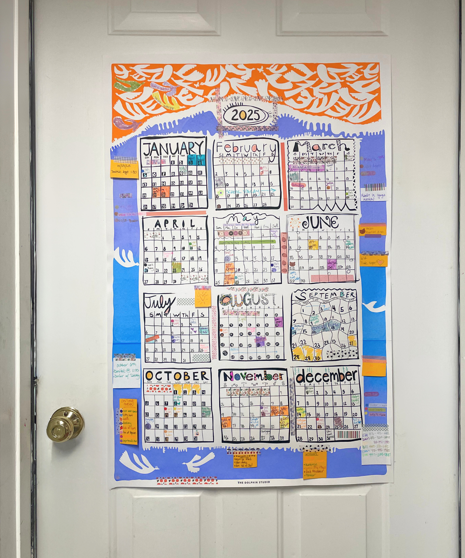 2025 Year-At-A-Glance Wall (or door) Calendar