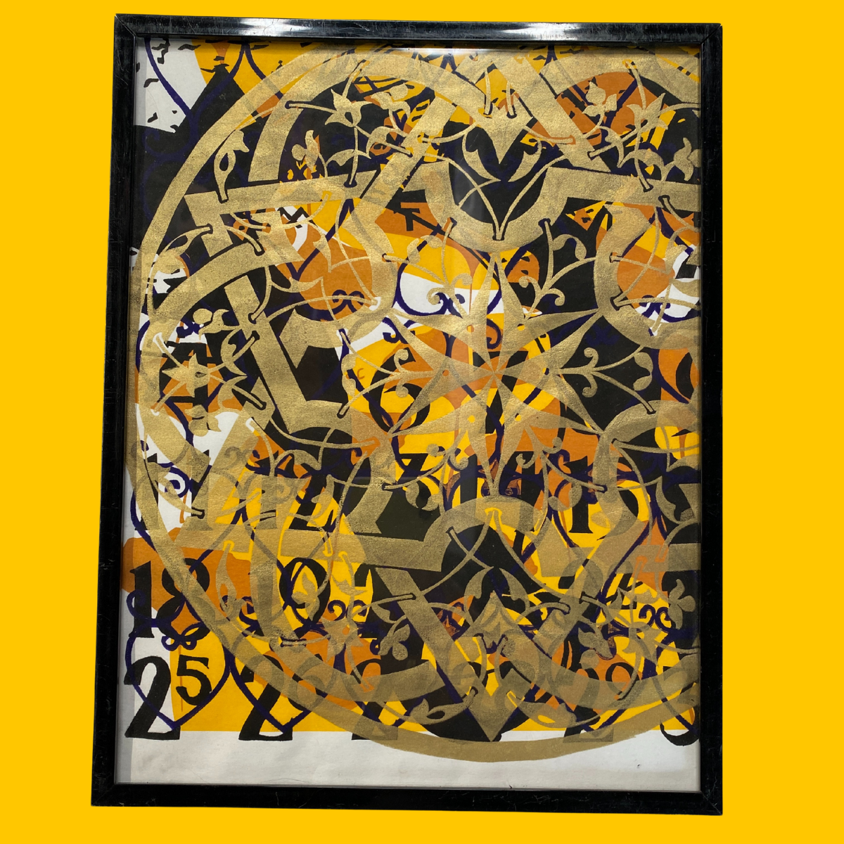 SALE - Framed Print - Small Black and Gold