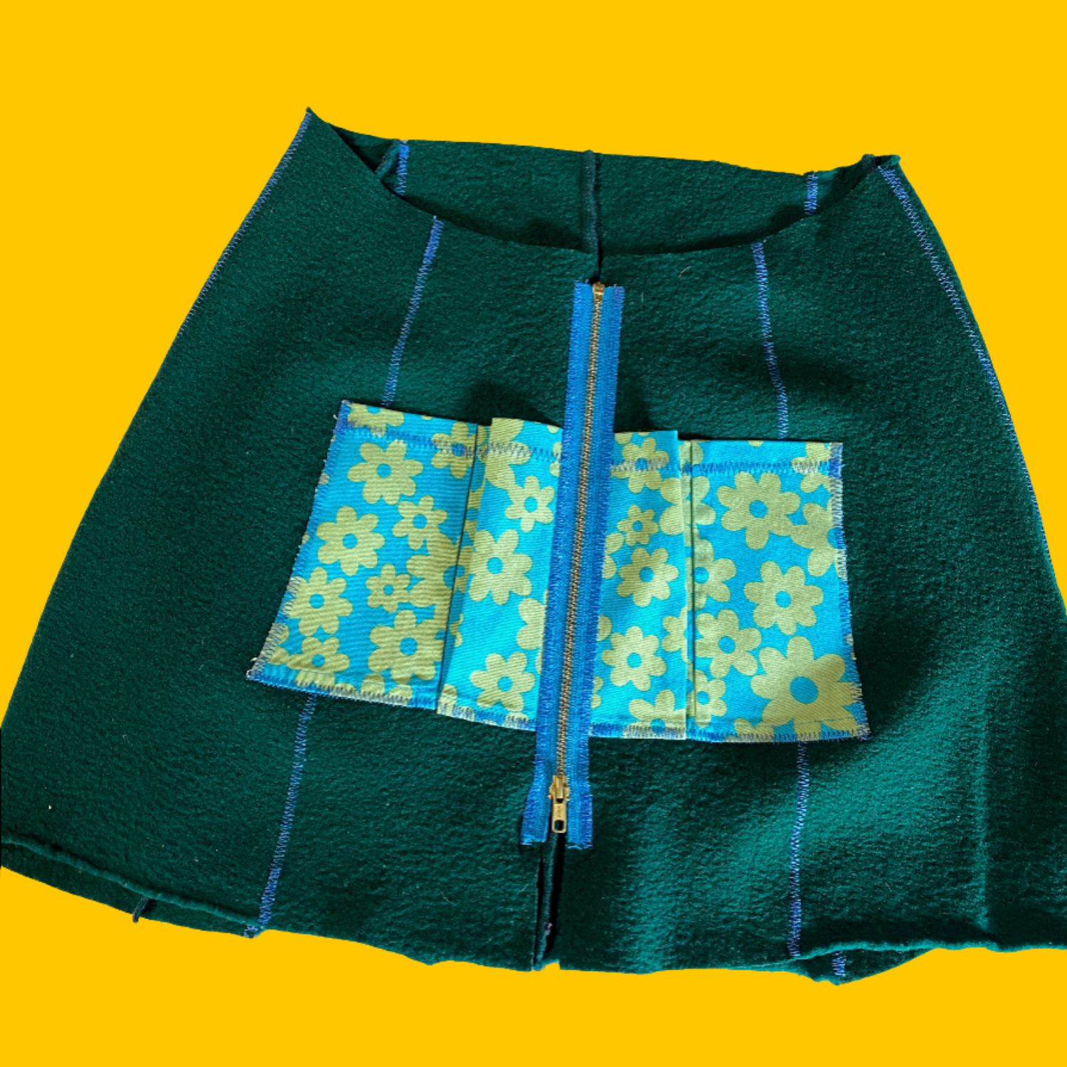 SALE - CRISPINA - Recycled Wool Kilt, Skirt, Bum Warmer - Chocolate with Flowered Pockets and Tool Pocket
