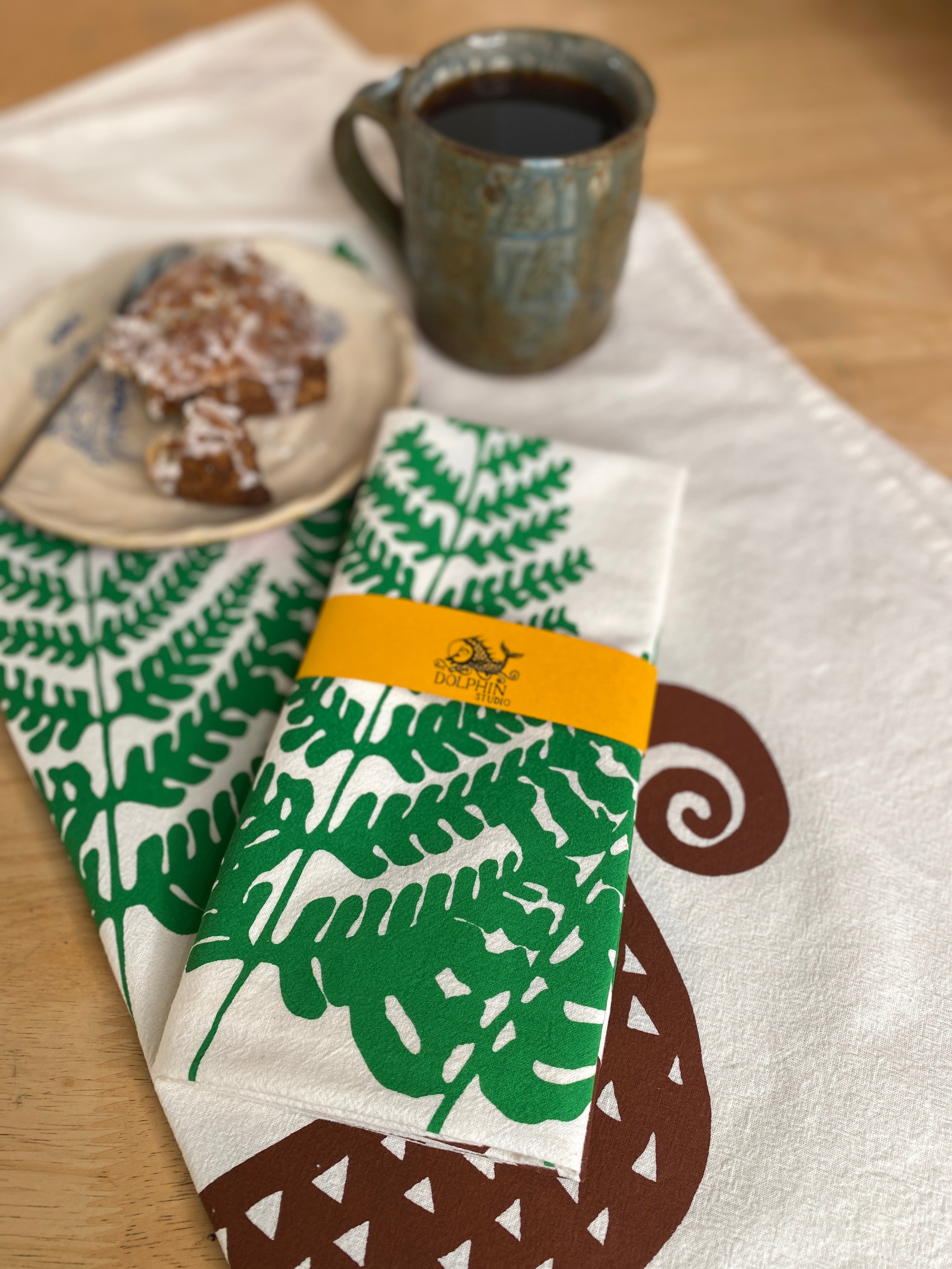 Ferns in a Boat ~ Flour Sack Tea Towel