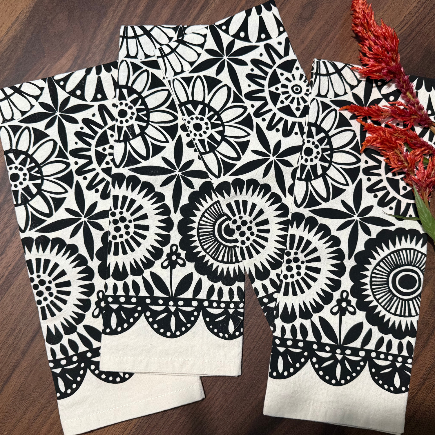 Jardín de Flores - Napkins - Set of 4 - black