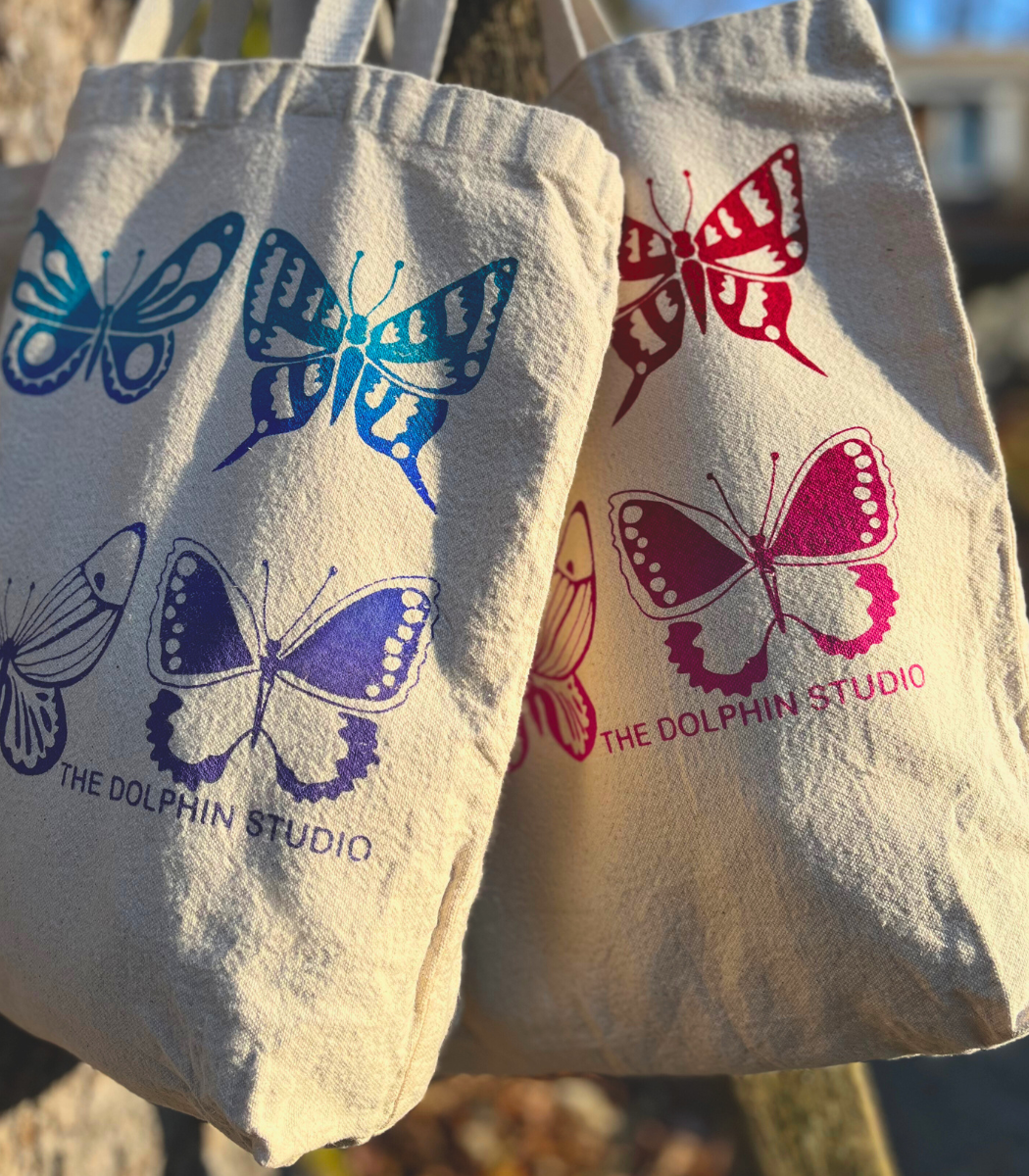 Large Tote Bag with Butterflies