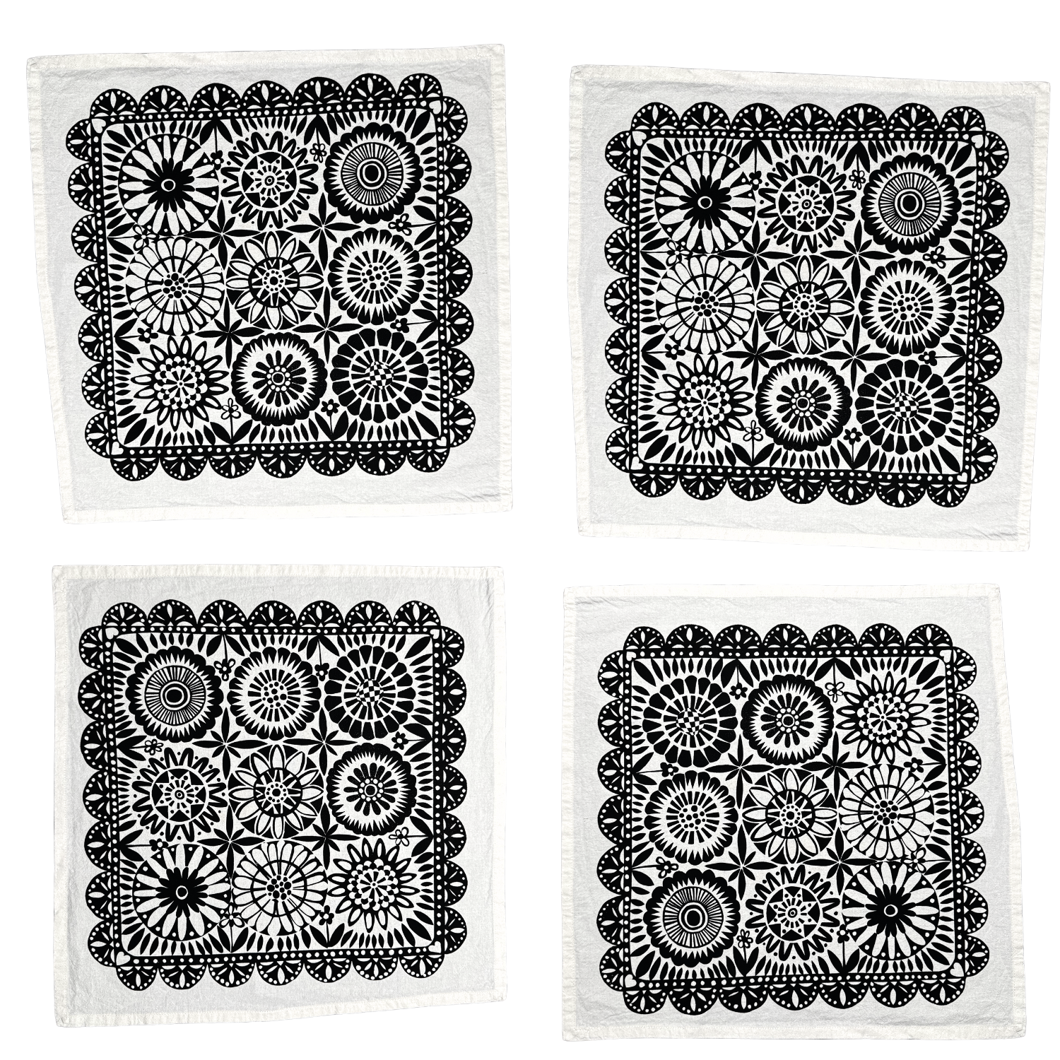 Jardín de Flores - Napkins - Set of 4 - black