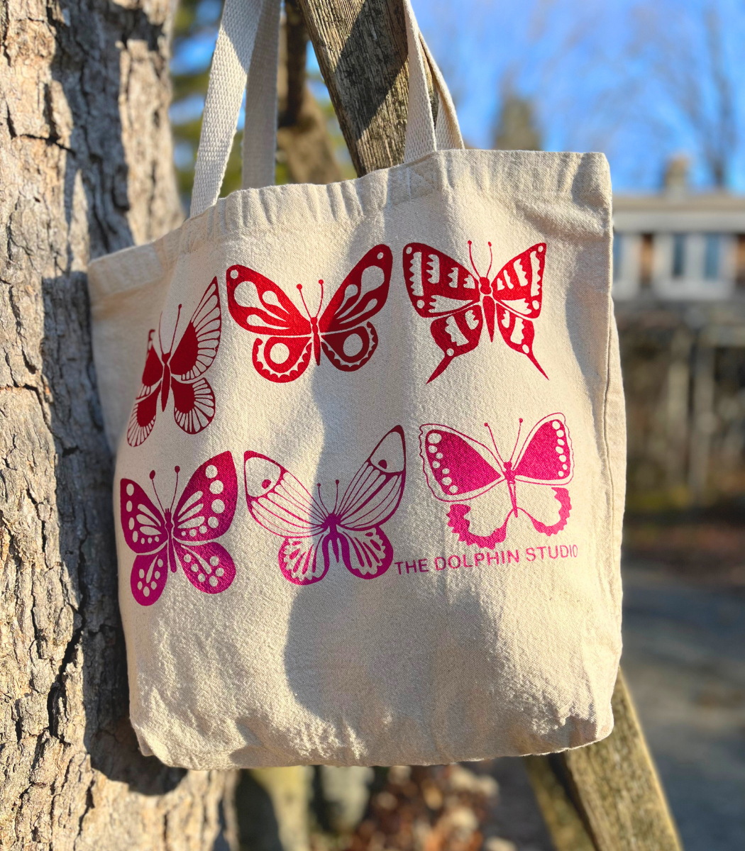 Large Tote Bag with Butterflies