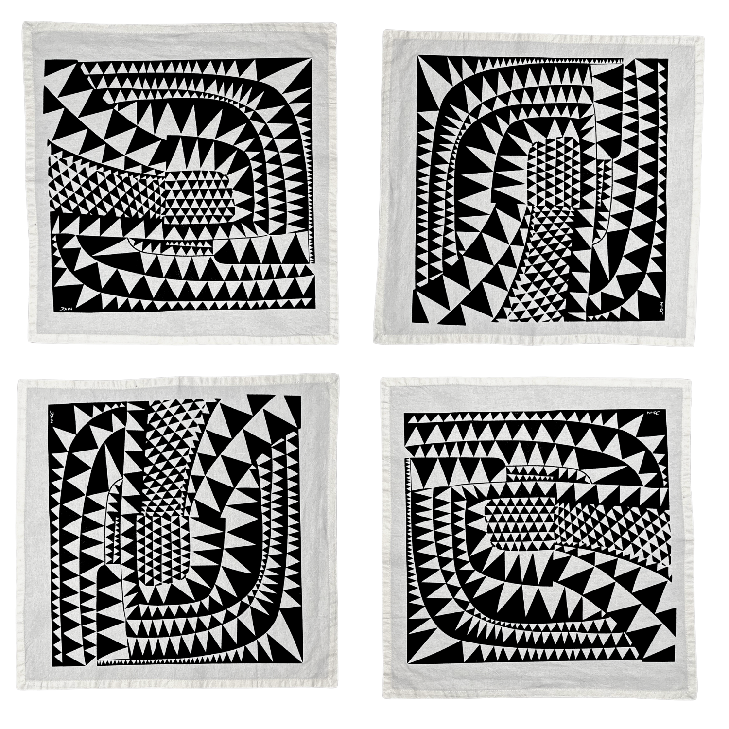 Triangle Brick Road - Napkins - Set of 4 - black