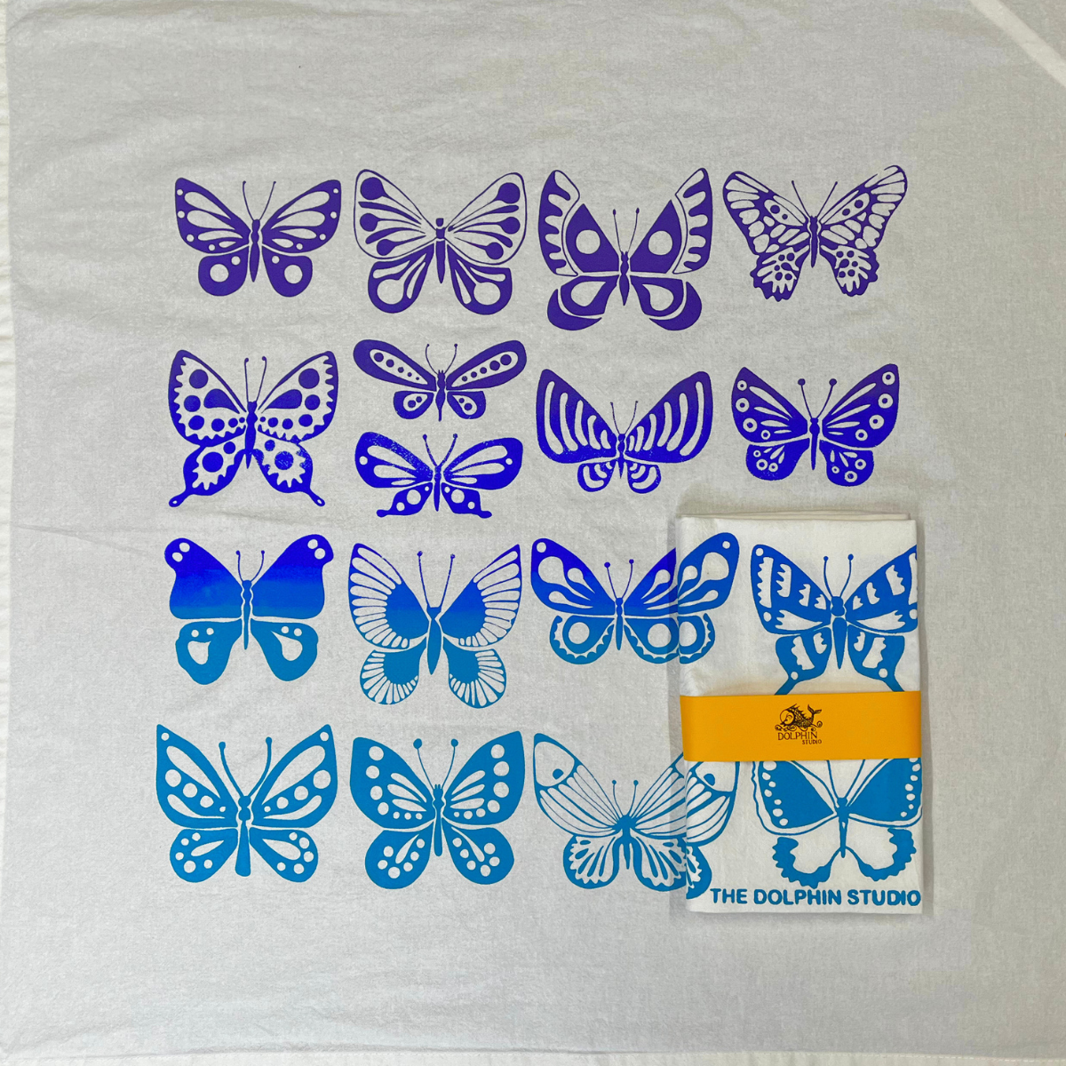 Blue Butterfly Flour Sack Kitchen Towel  (Single)