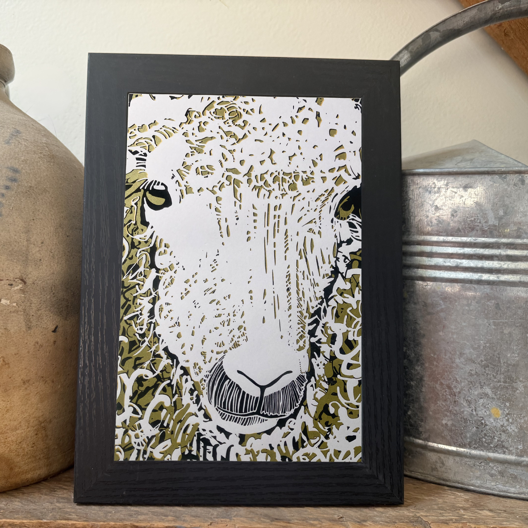 One-of-a-Kind Framed Sheep