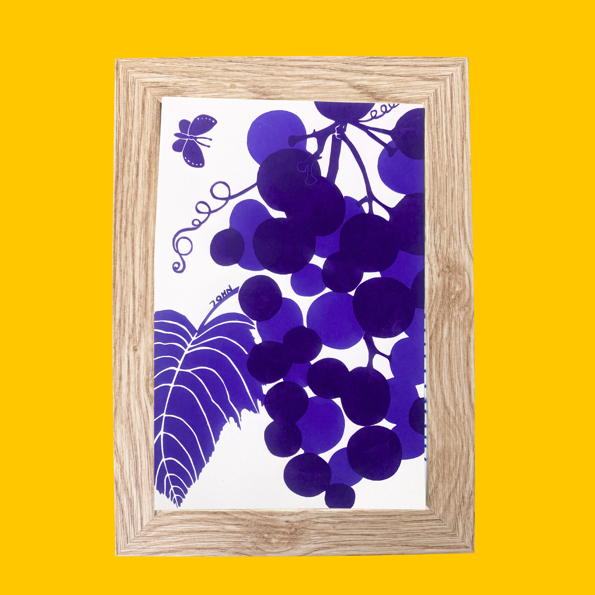 One-of-a-Kind Framed Grapes on a Vine Print