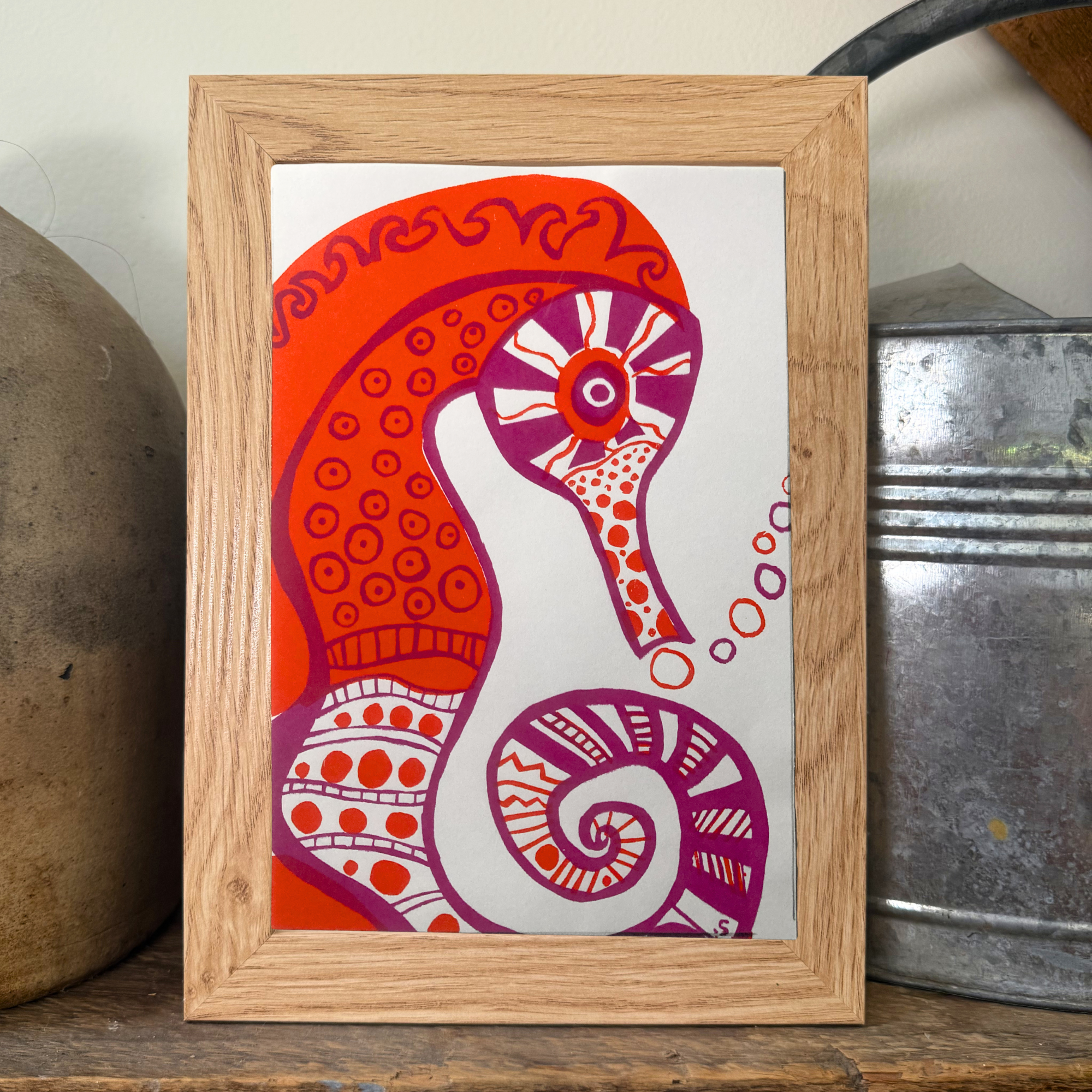 One-of-a-Kind Framed Seahorse Print