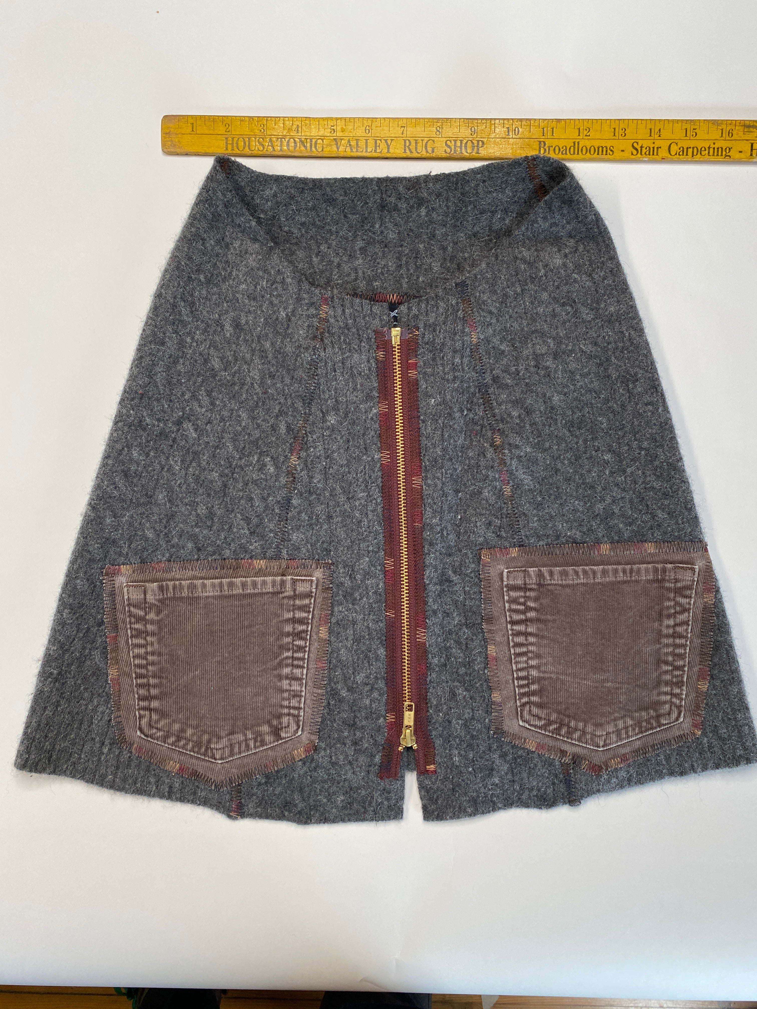 SALE - CRISPINA - Recycled Wool Kilt, Skirt, Bum Warmer - Cashmere Blend with Corduroy Pockets