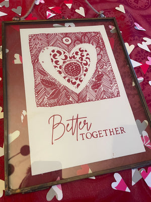 Better Together Print - framed in a Hanging Double Glass Frame (or unframed)