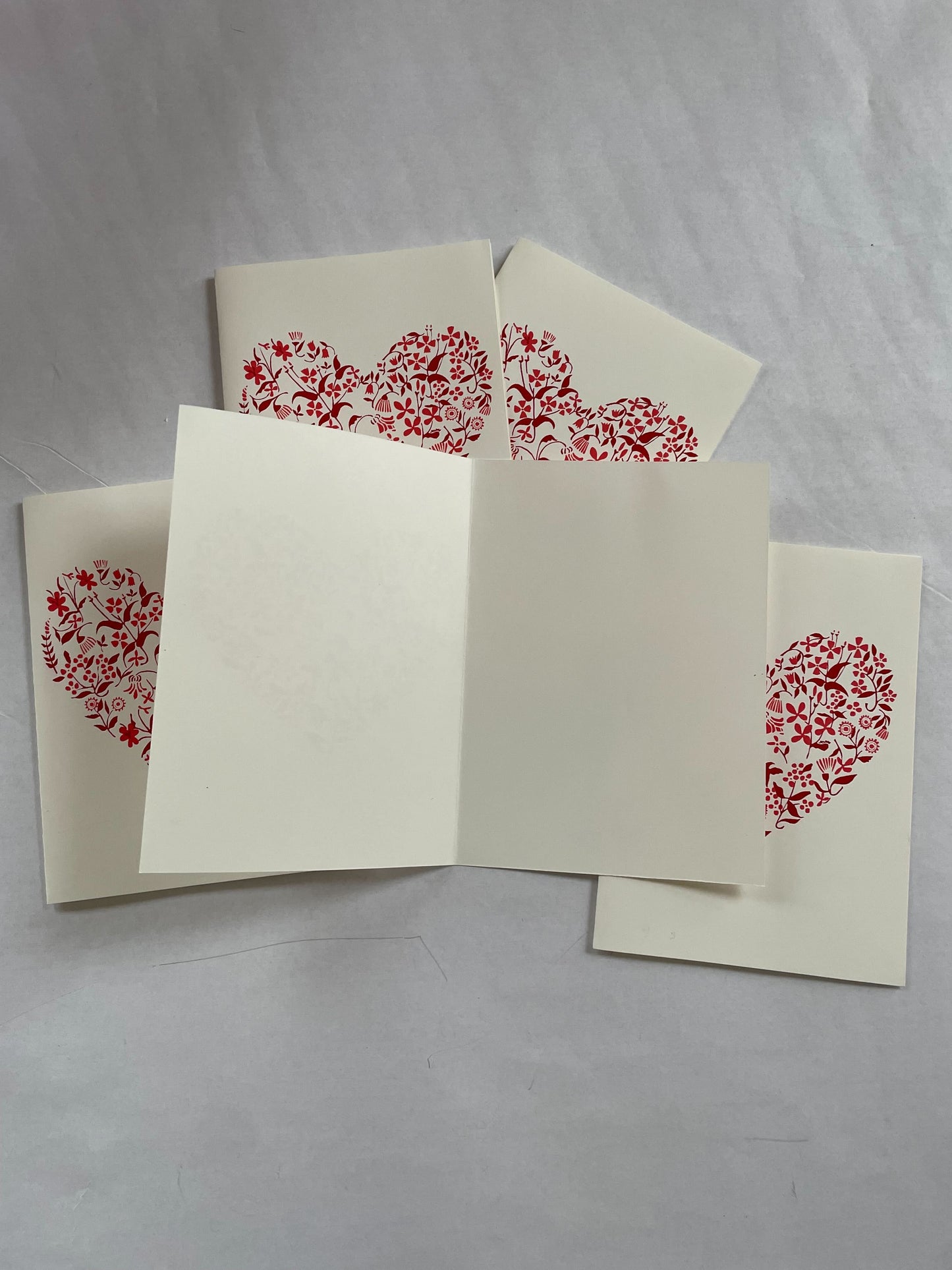 Greeting Cards - FLORAL HEARTS Blank Inside (Pack of 10)