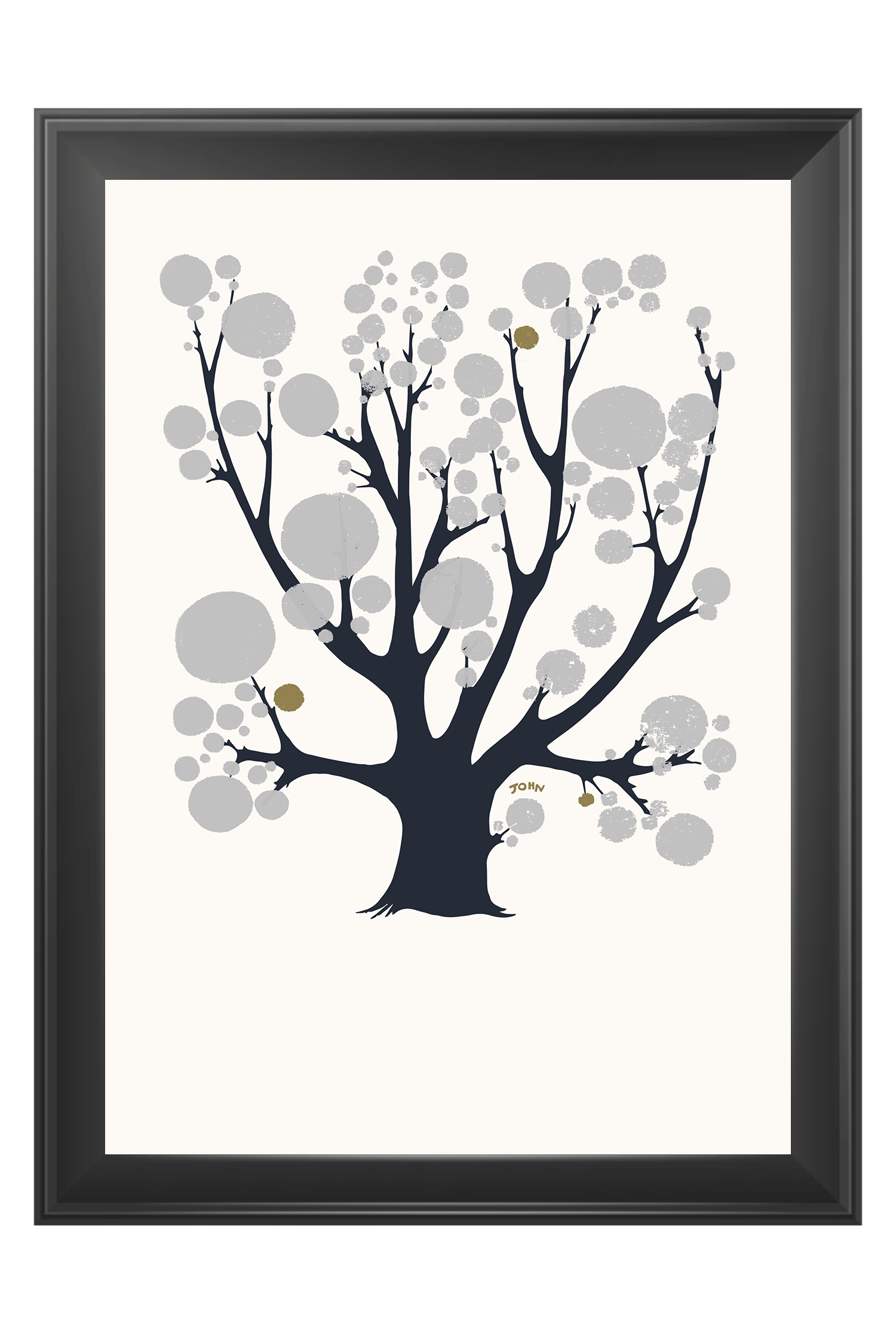 Tree with Silver Circles - John ffrench Artwork Print 13” x 19”