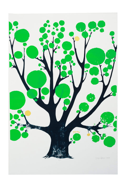 Tree with Green Circles - John ffrench Artwork Print 13” x 20”